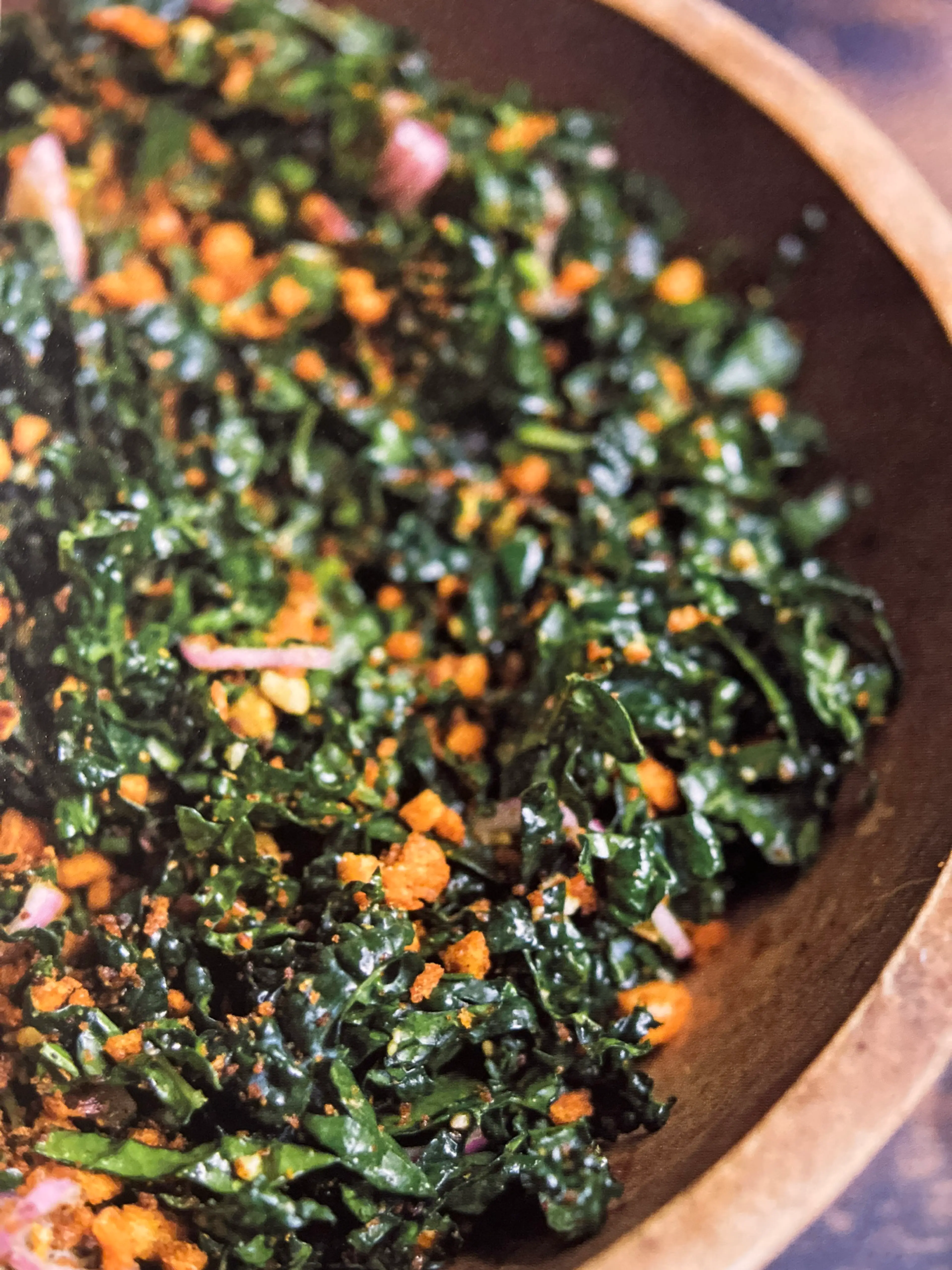 Kale Salad with Smoked Almonds and Picada Crumbs