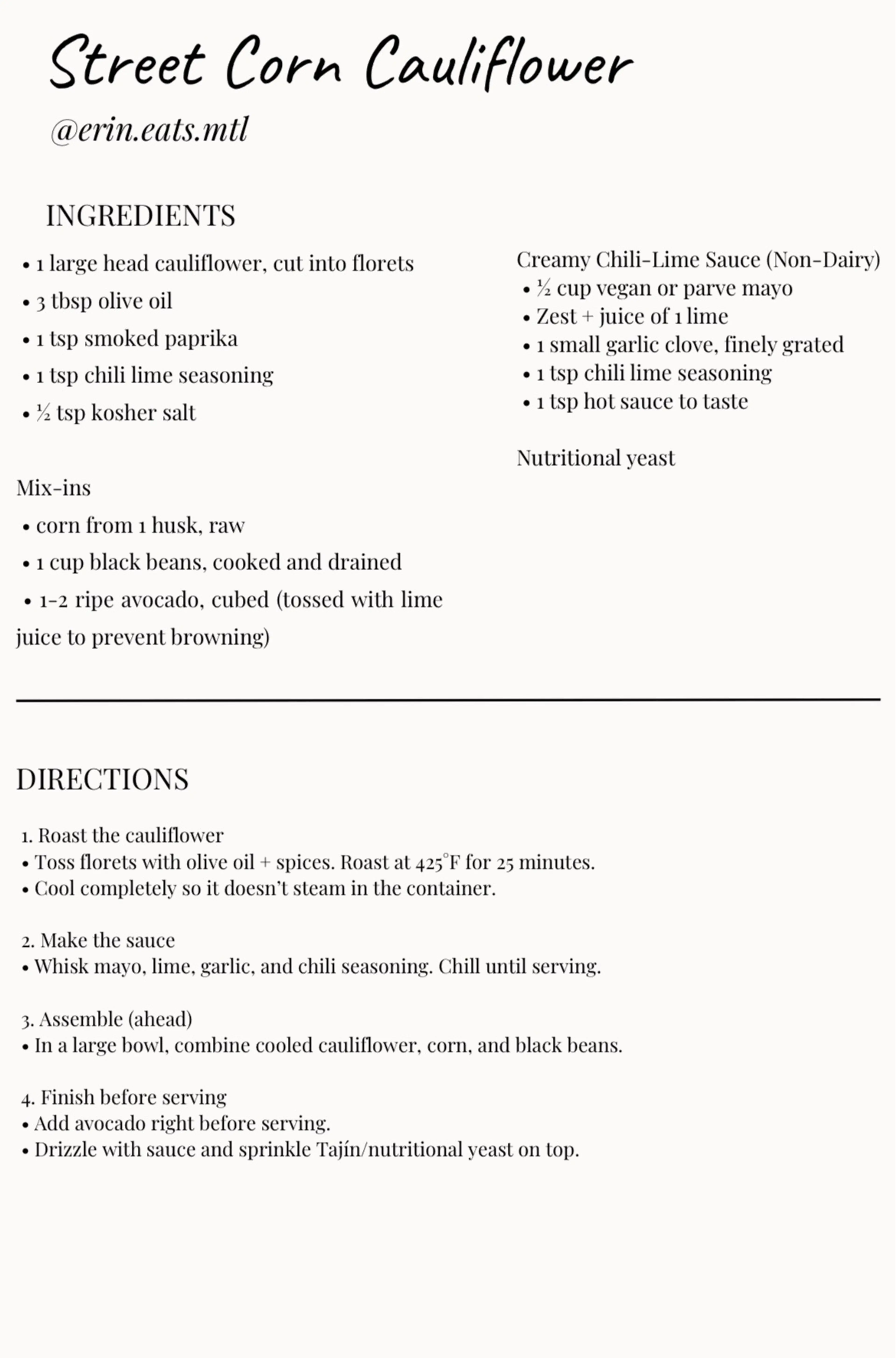 Cauliflower Street Corn