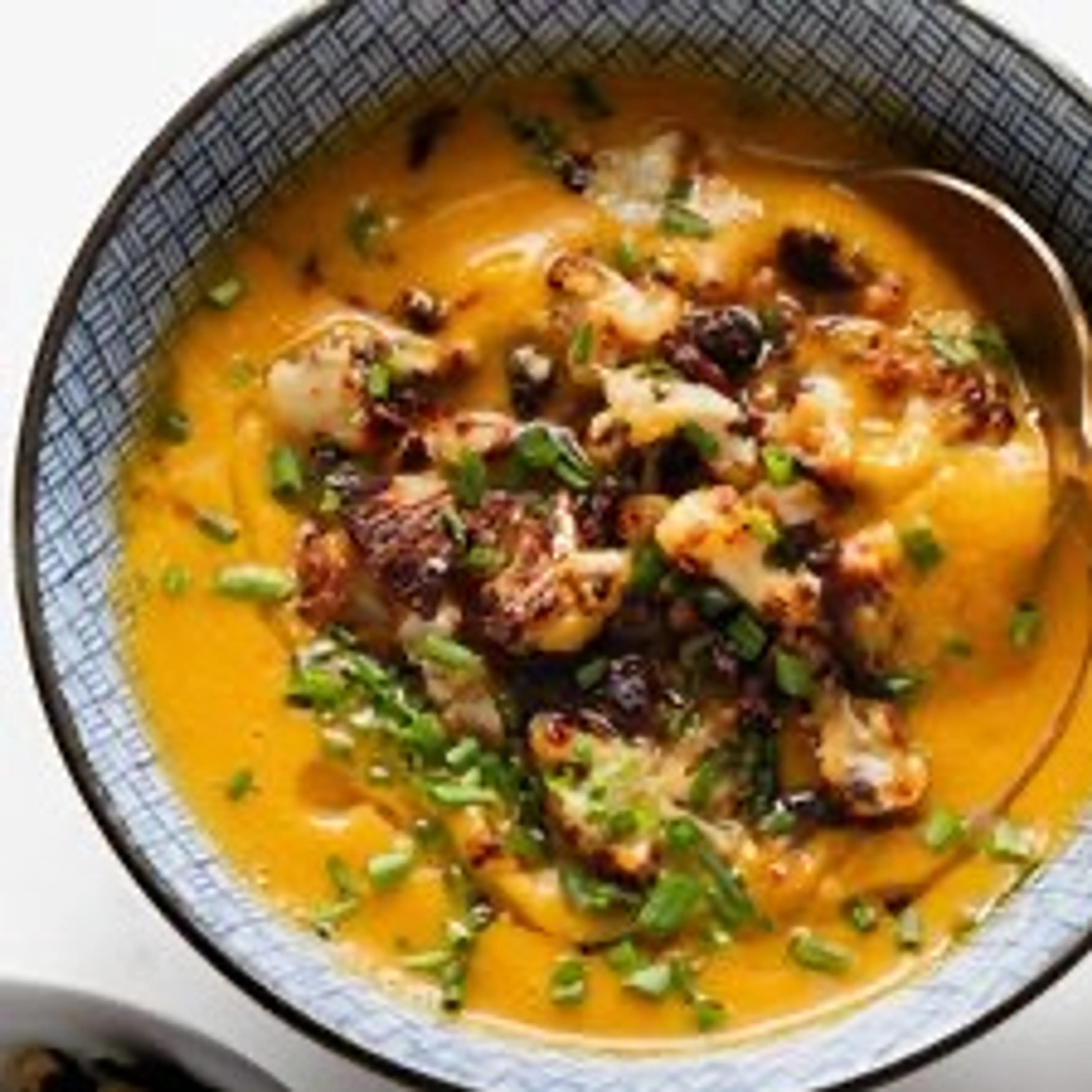 Sweet Potato Soup with Roasted Cauliflower Crumbles