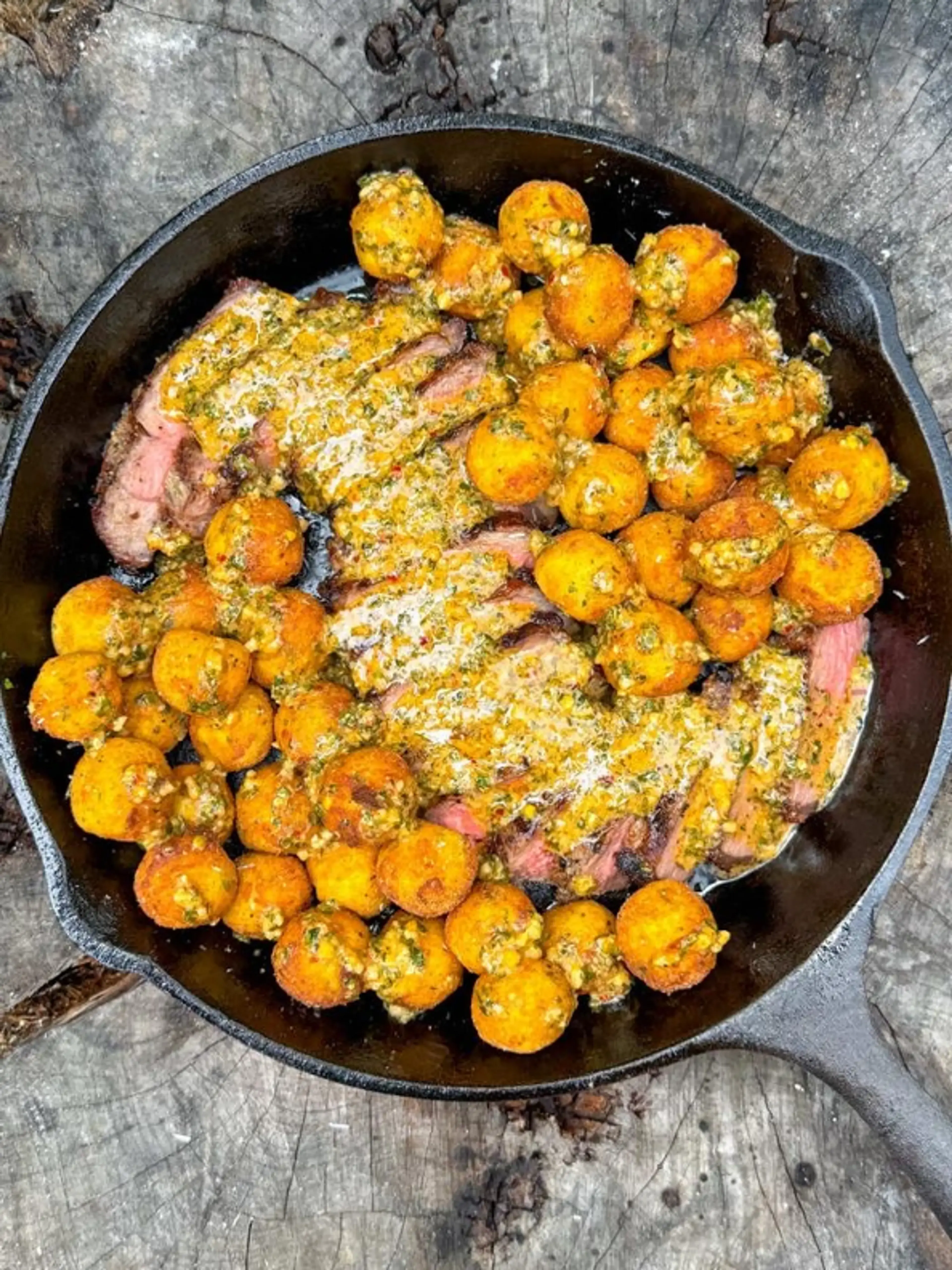 Cowboy Butter Steak and Croquettes