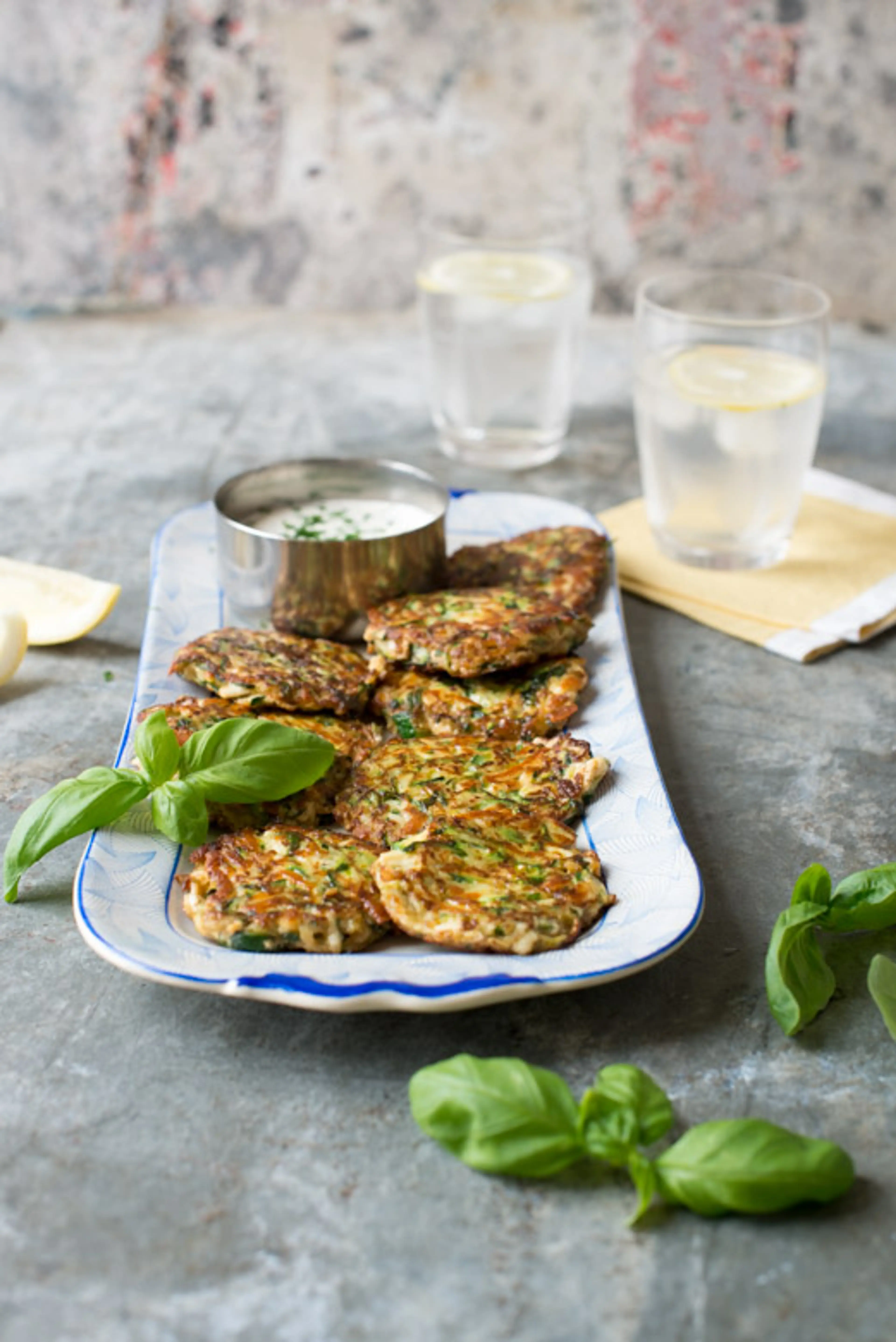 Courgette, Haloumi and Basil Fritters