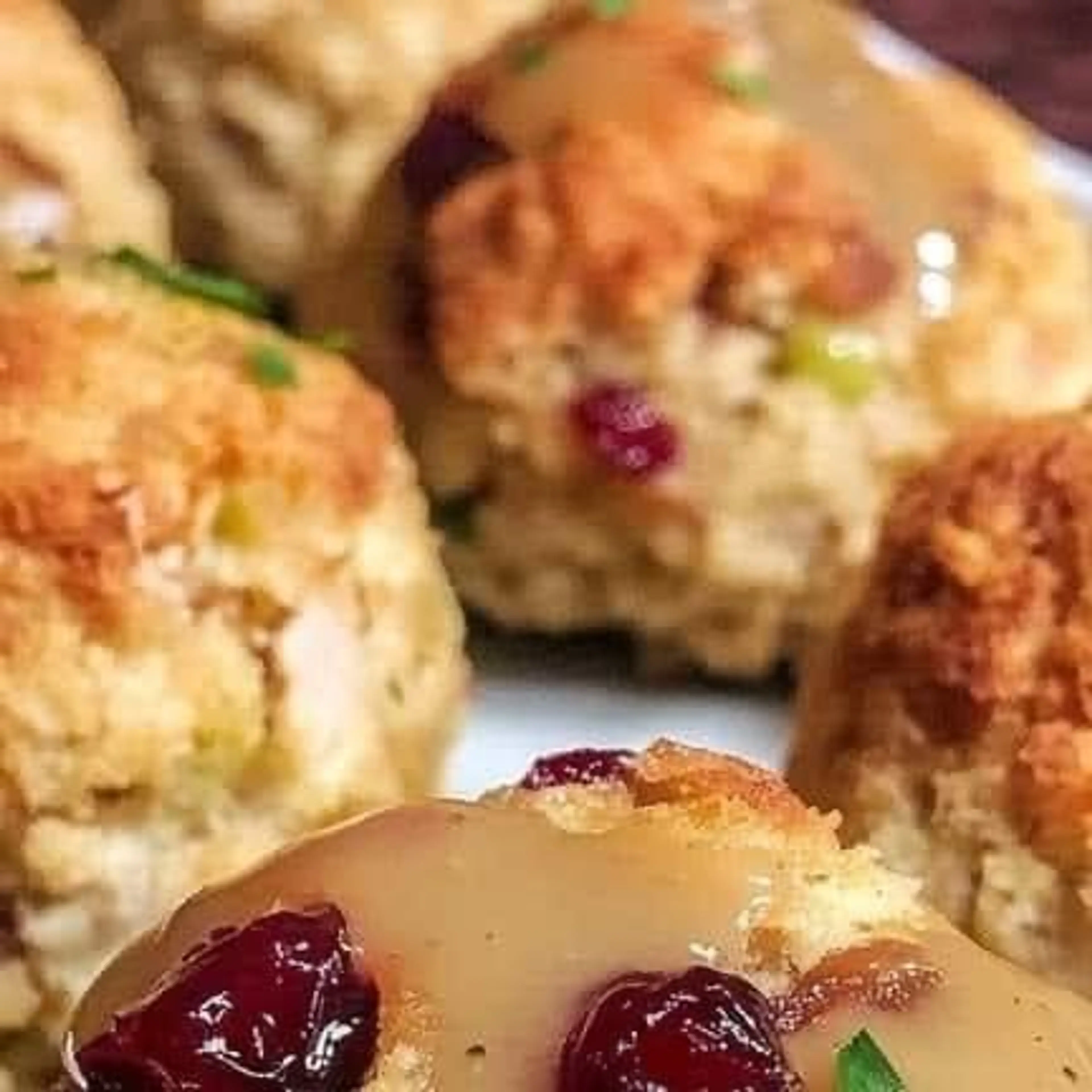 Cranberry, Turkey and Stuffing Balls Last Night