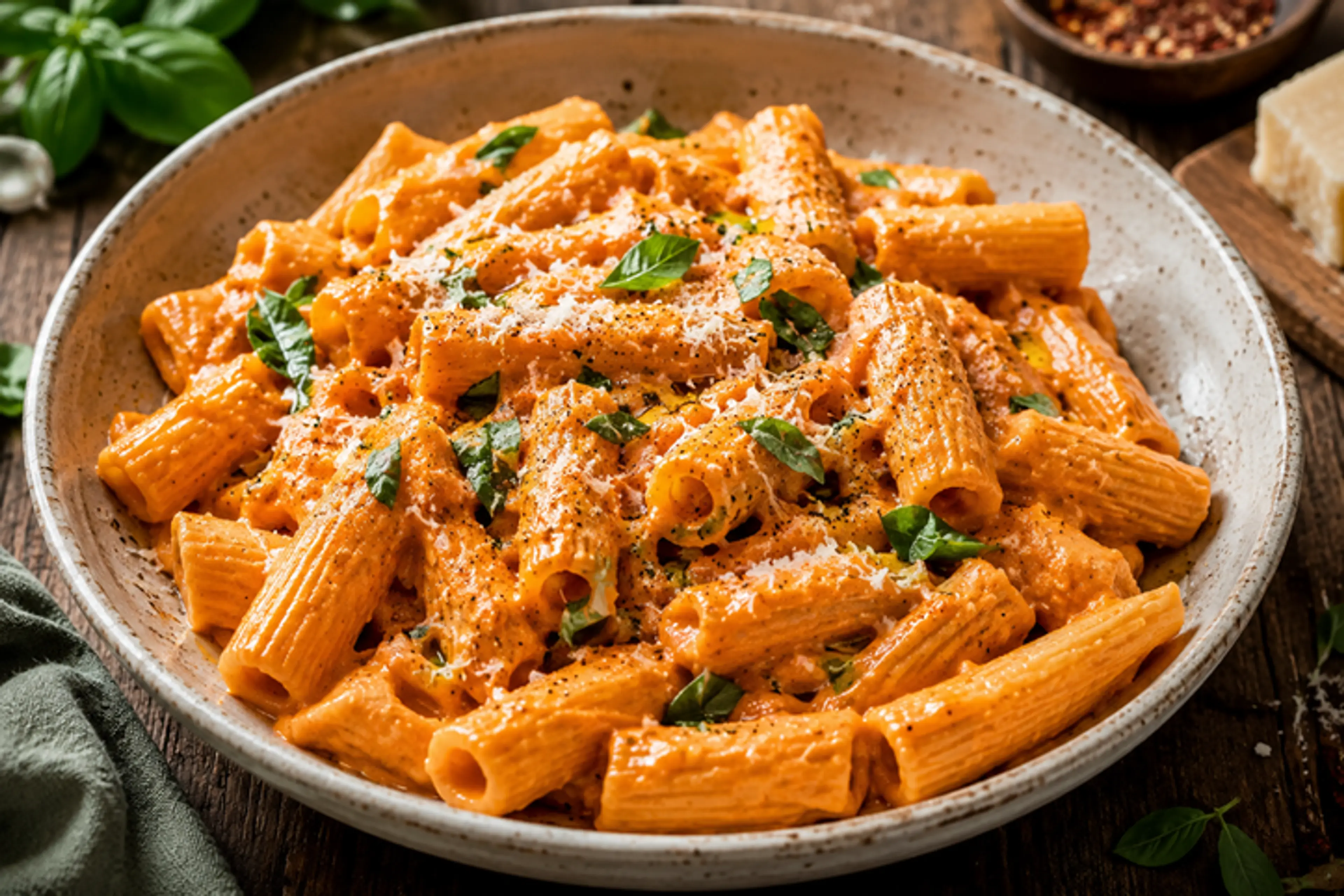 Creamy Roasted Red Pepper Tofu Pasta