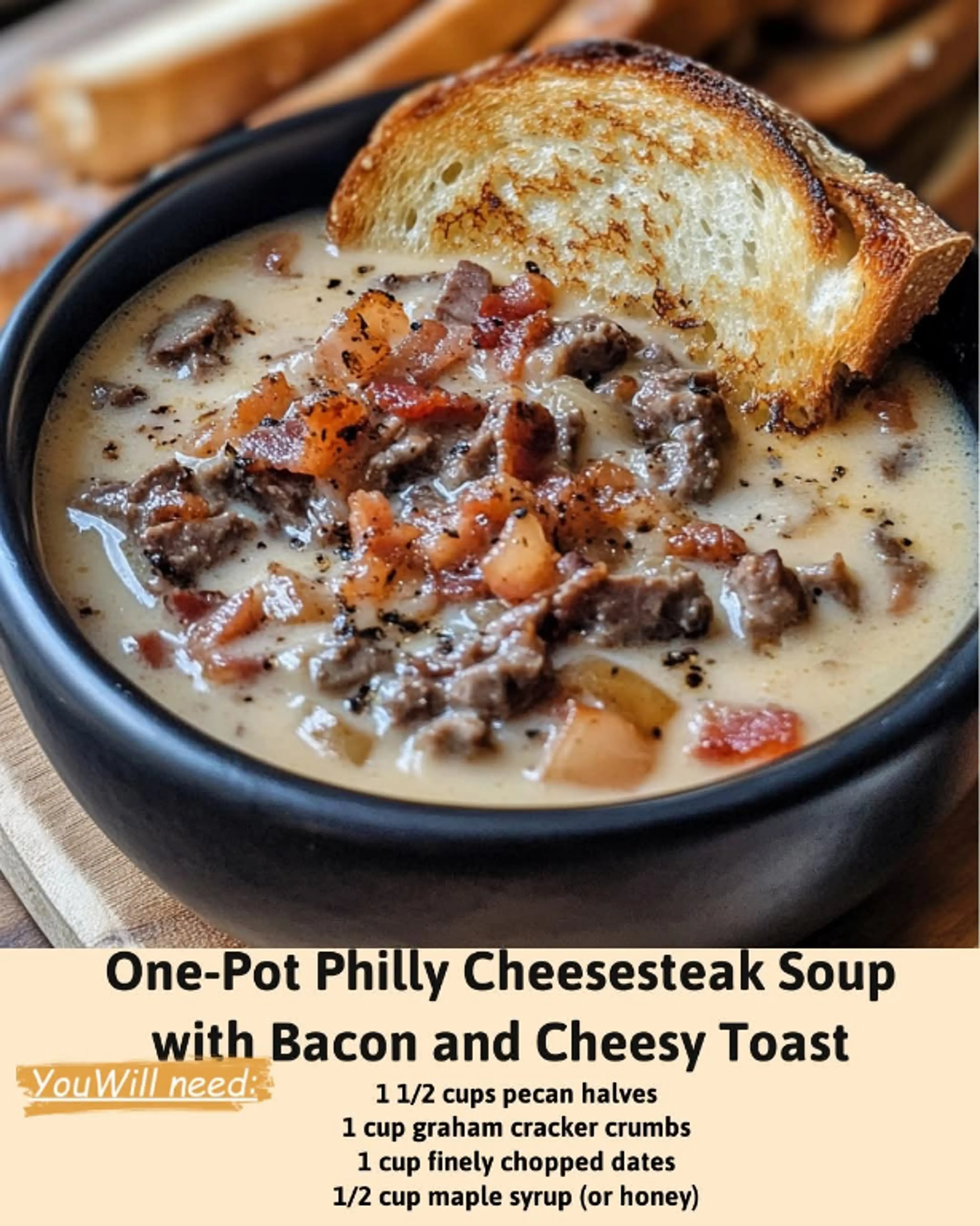 One Pot Philly Cheese steak Soup With Bacon And Cheesy Toaat
