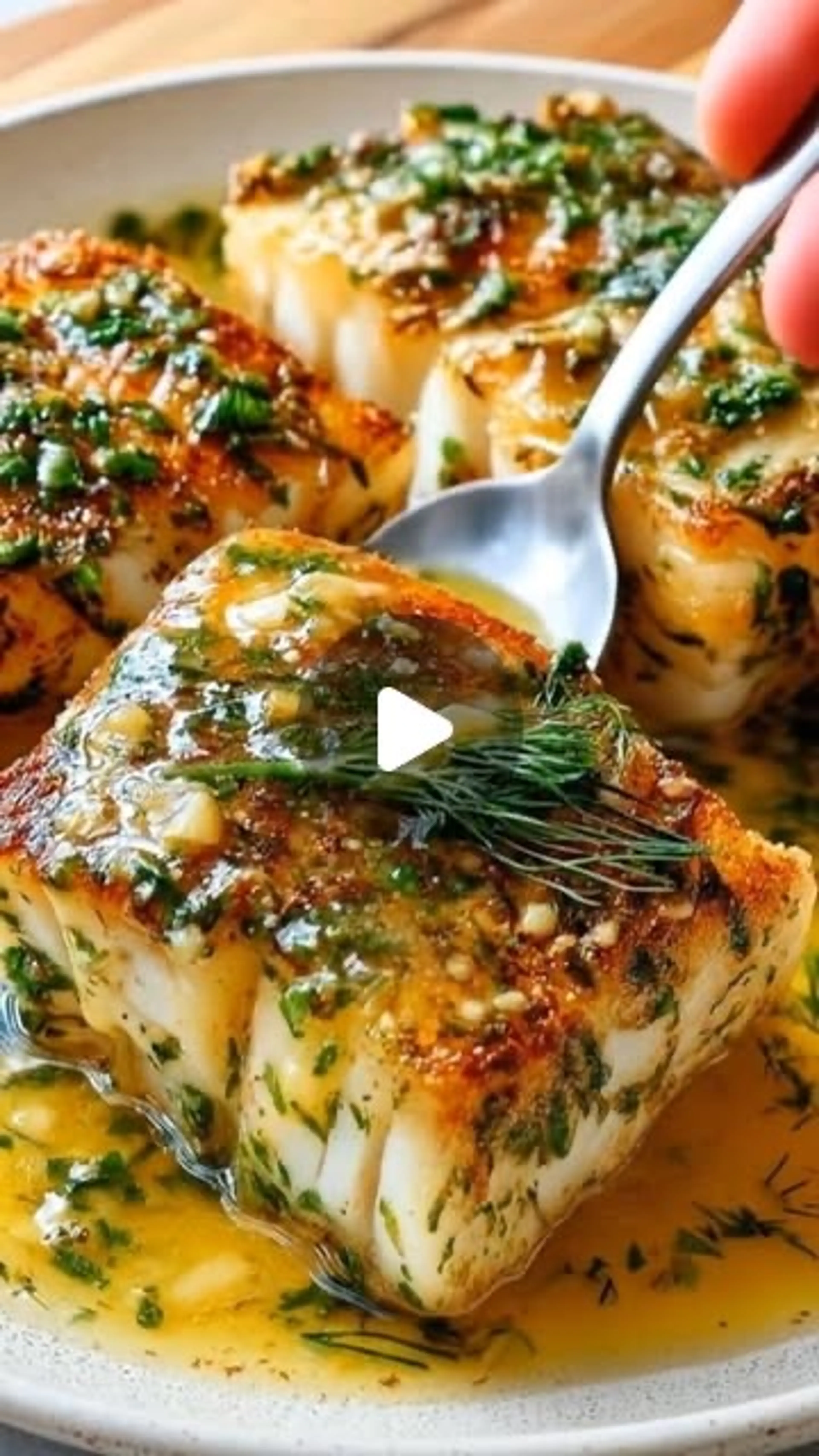 Golden Brown Cod with Herb Butter Sauce