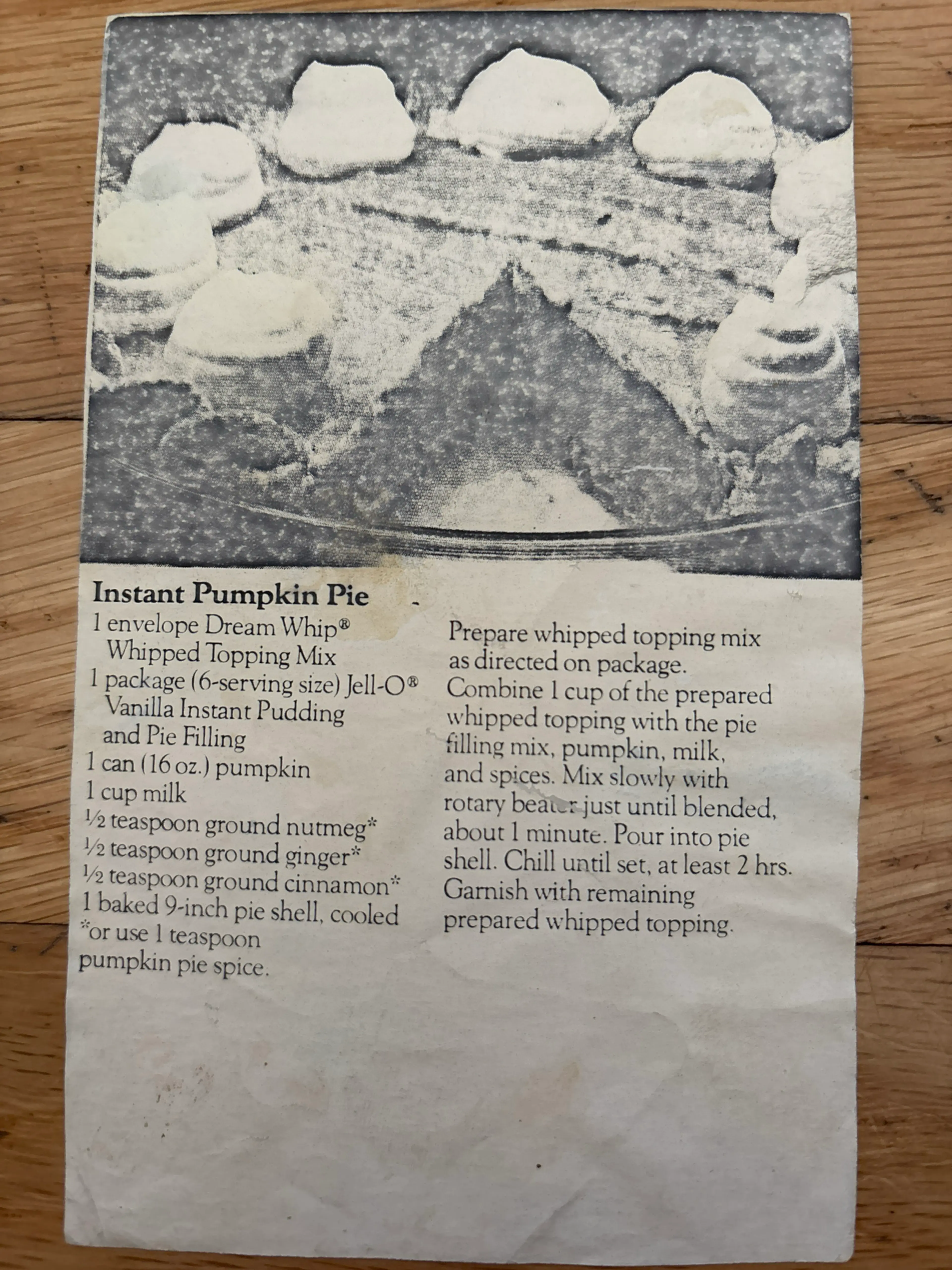 Instant Pumpkin Pie