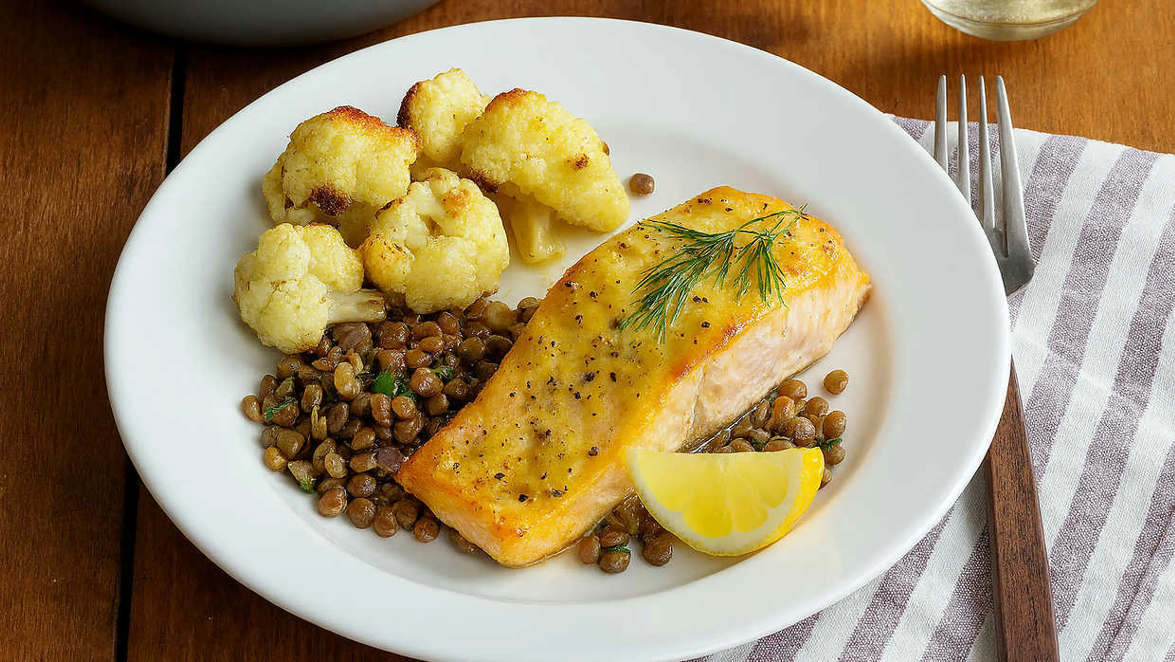 Mustard-Glazed Salmon Fillets with Roasted Cauliflower