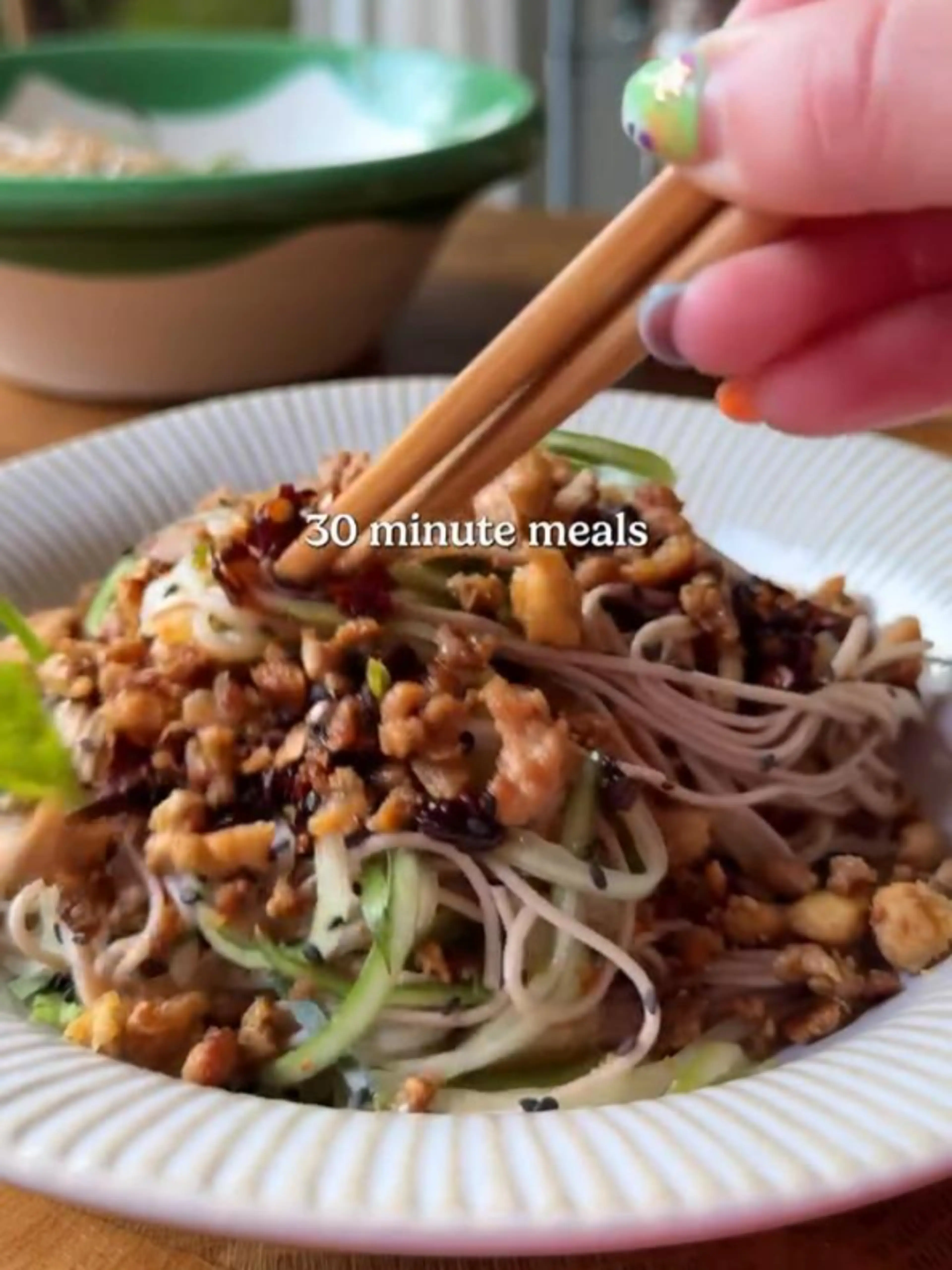 Fresh Soba and Cucumber Salad with Tofu Crumble