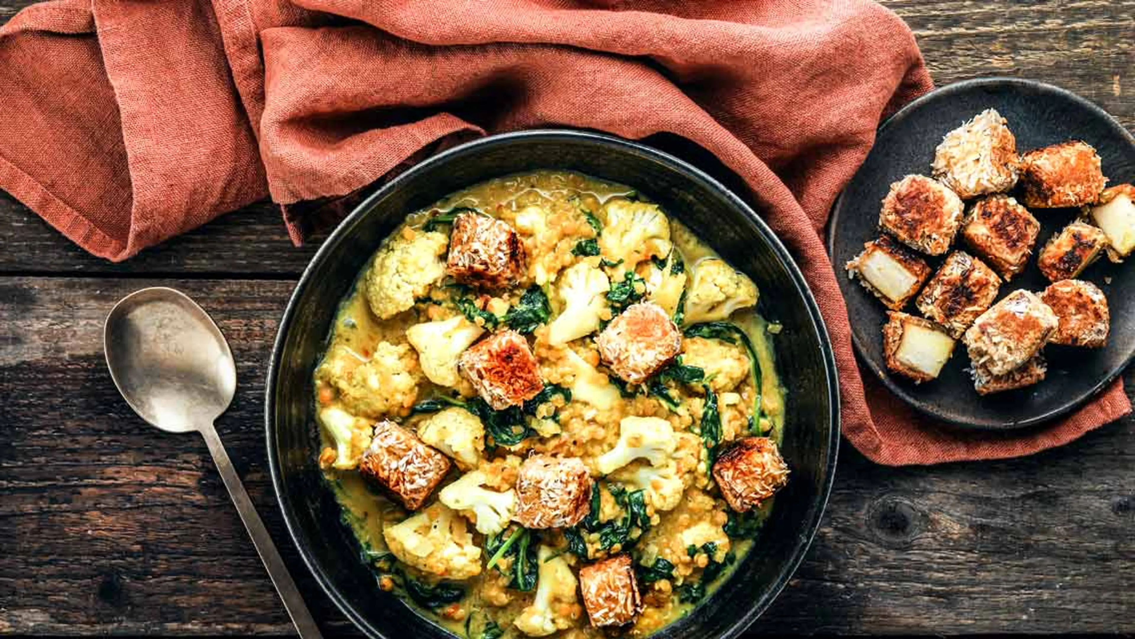 Spinat-Linsen mit Kokos-Tofu