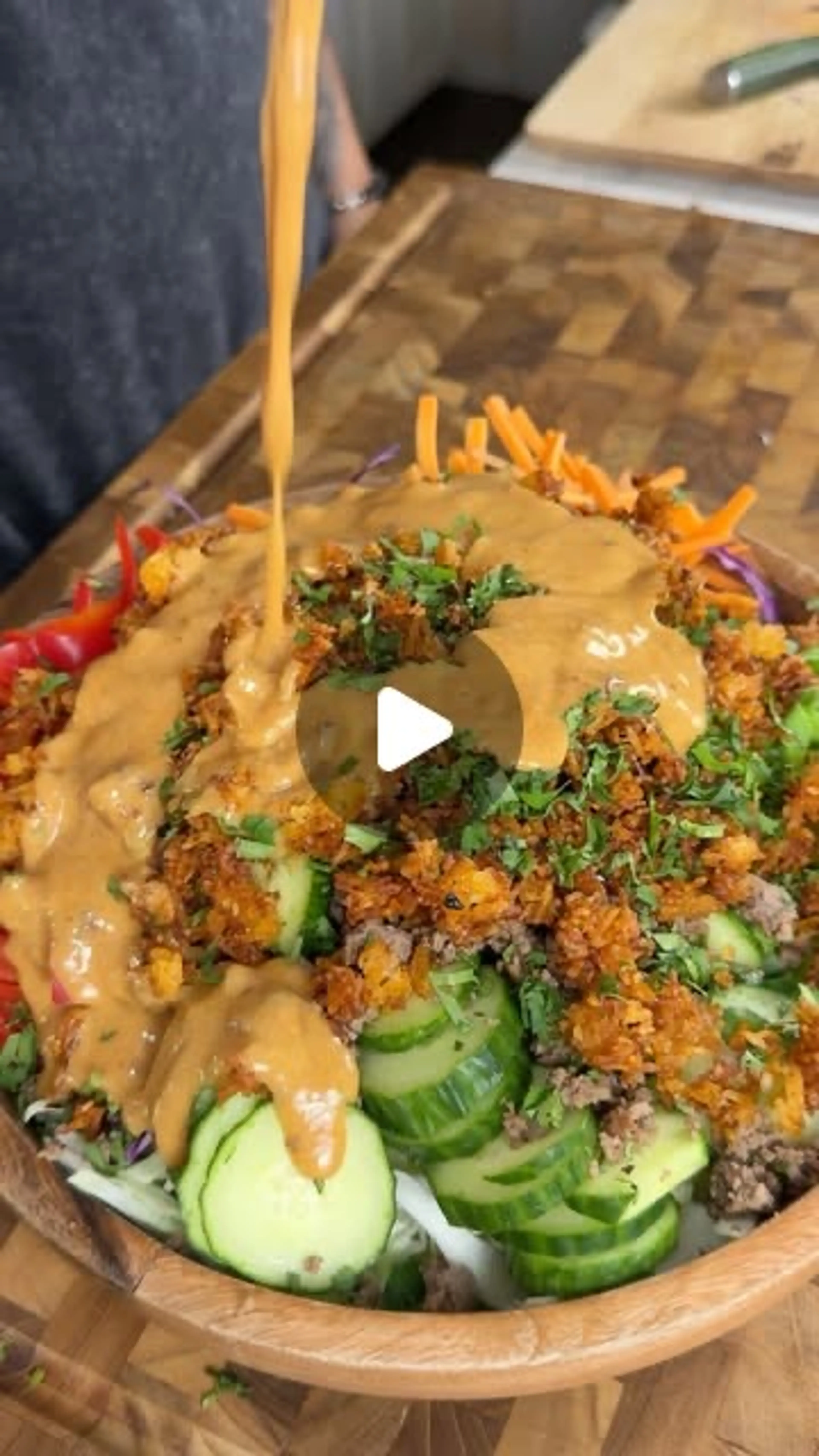Crispy Rice Salad with Peanut Dressing