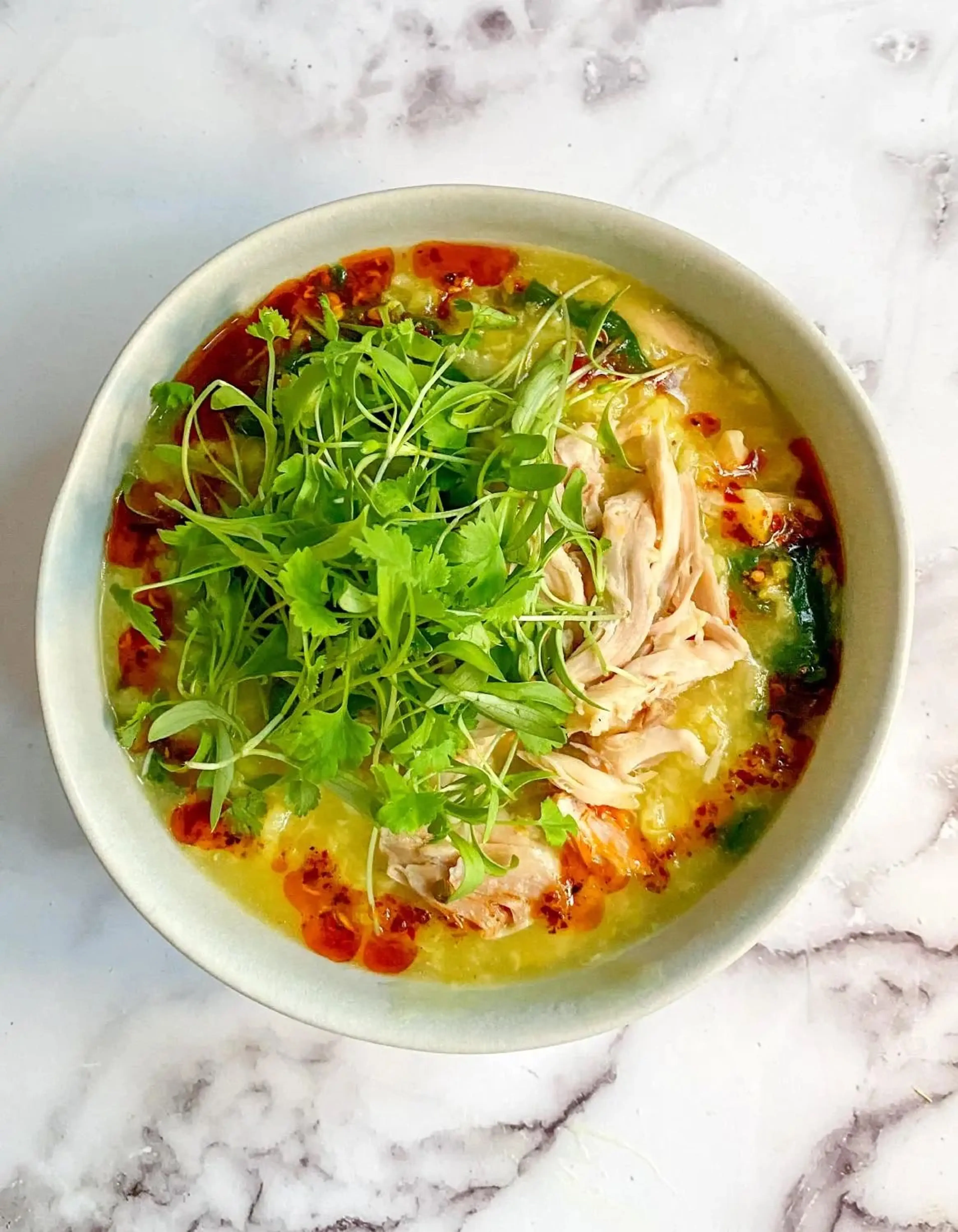 Ginger Turmeric Chicken and Rice Congee