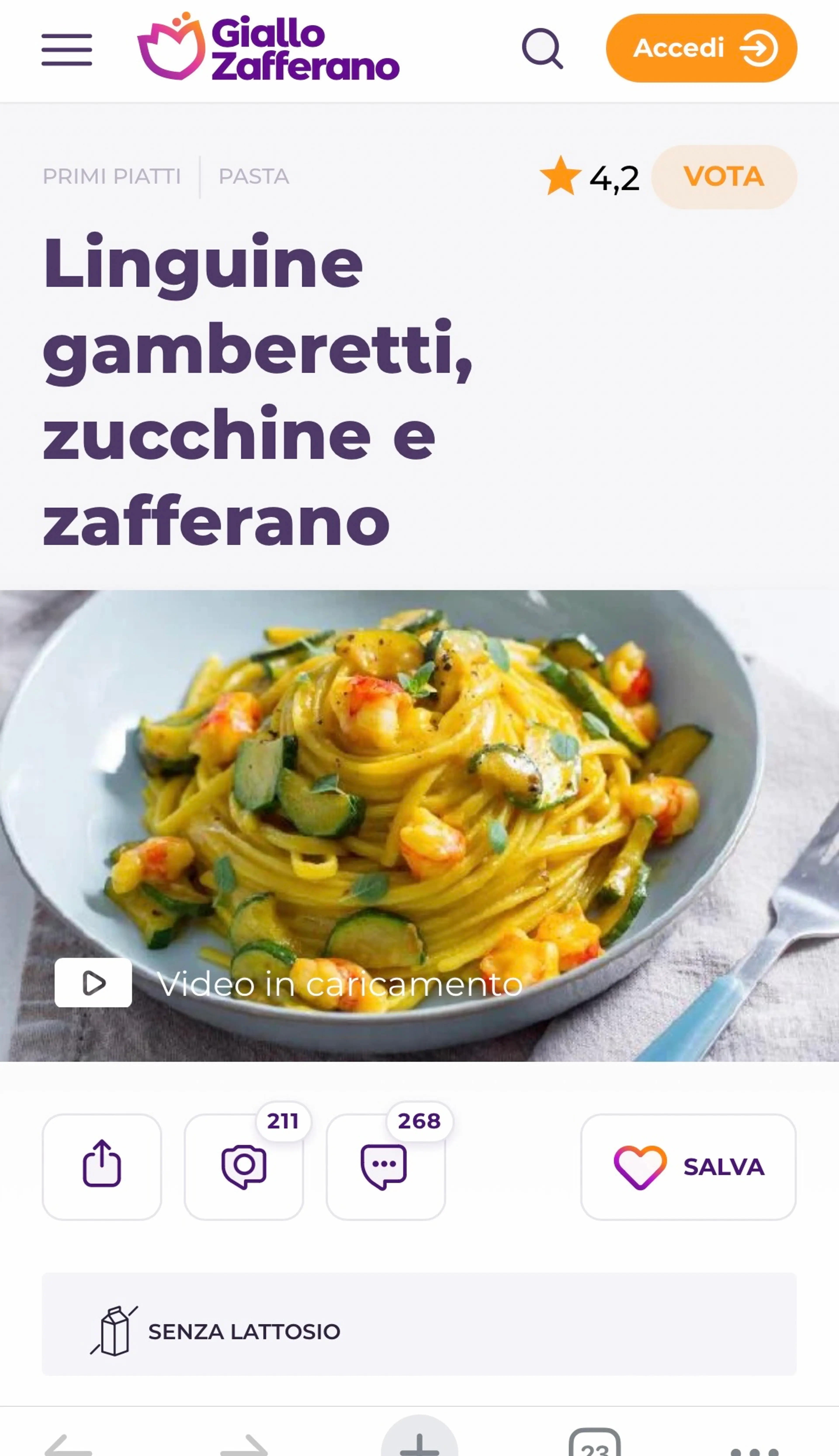 Pasta zucchine e gamberetti cremosa