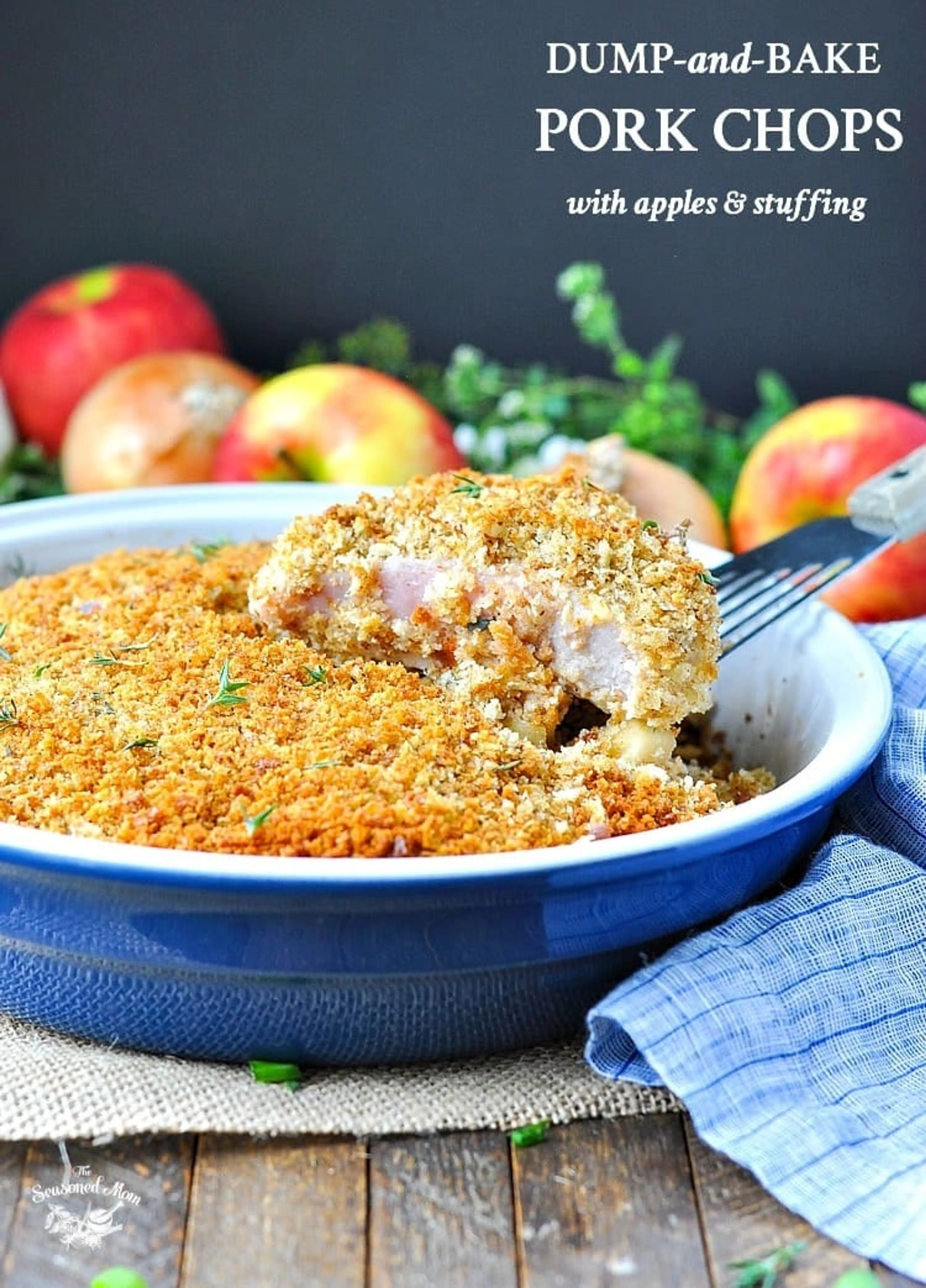 Dump-and-Bake Boneless Baked Pork Chops with Apples and Stuf