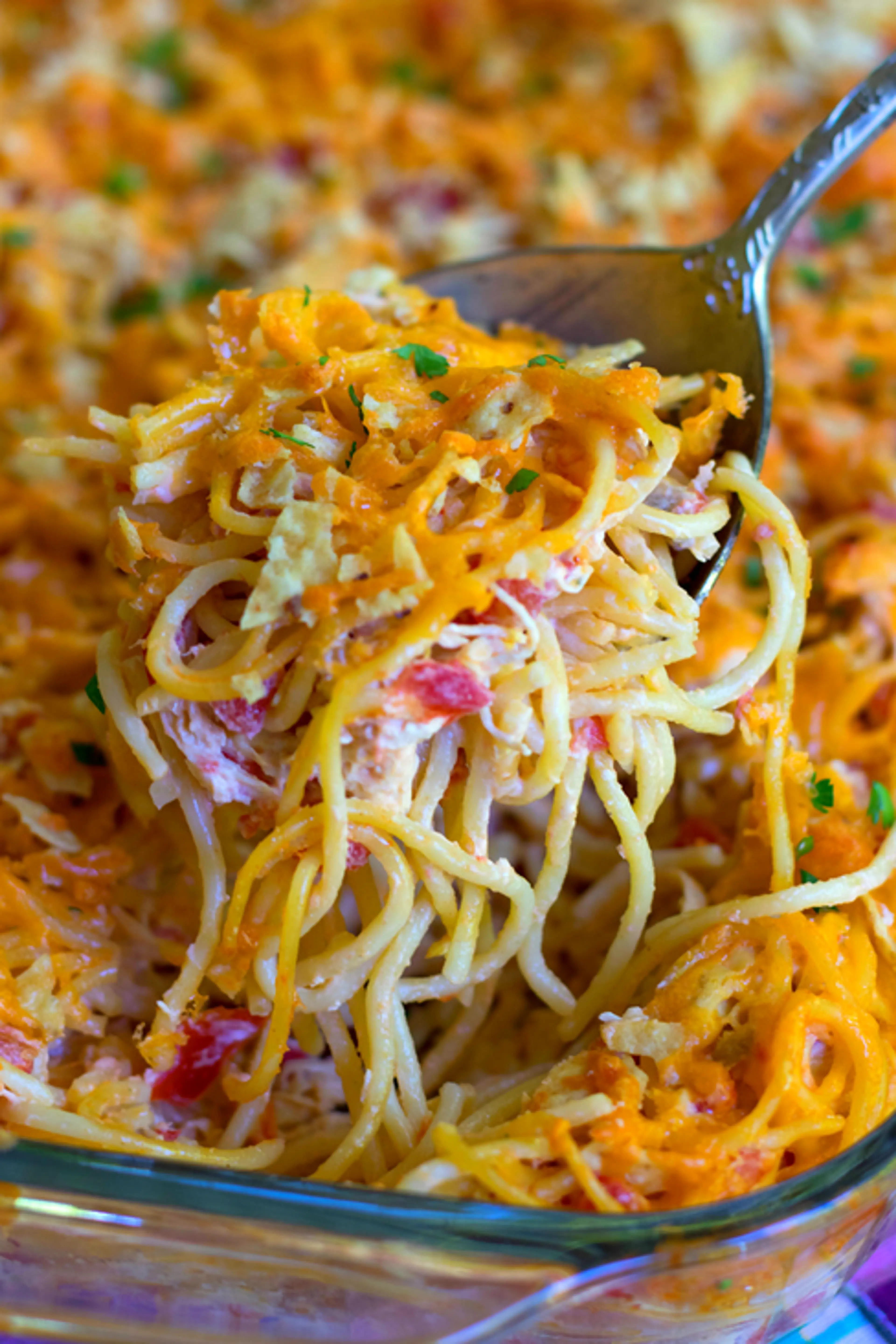 Out Of This World Rotel Chicken Spaghetti