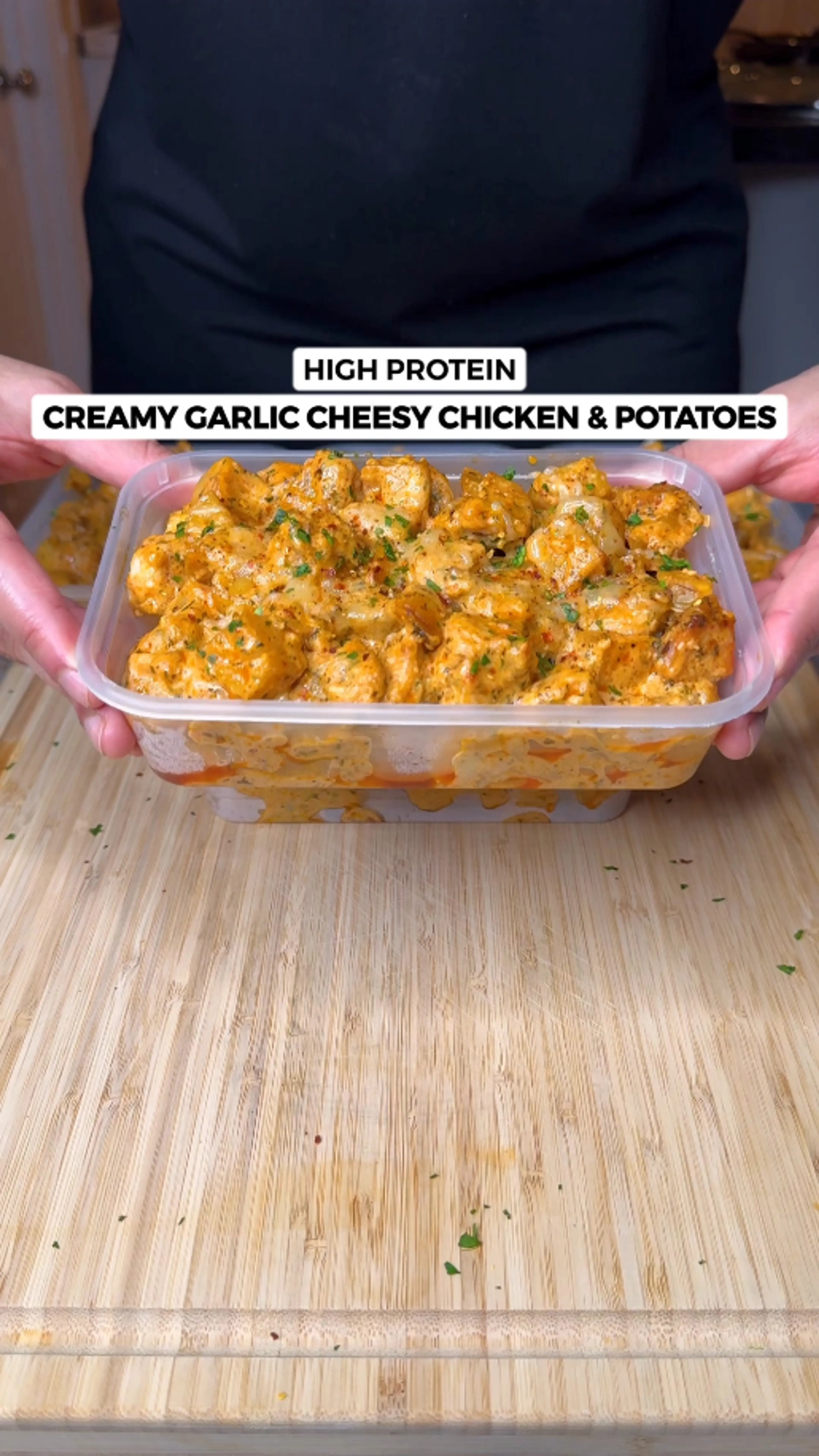 High Protein Creamy Garlic Cheesy Chicken & Potatoes