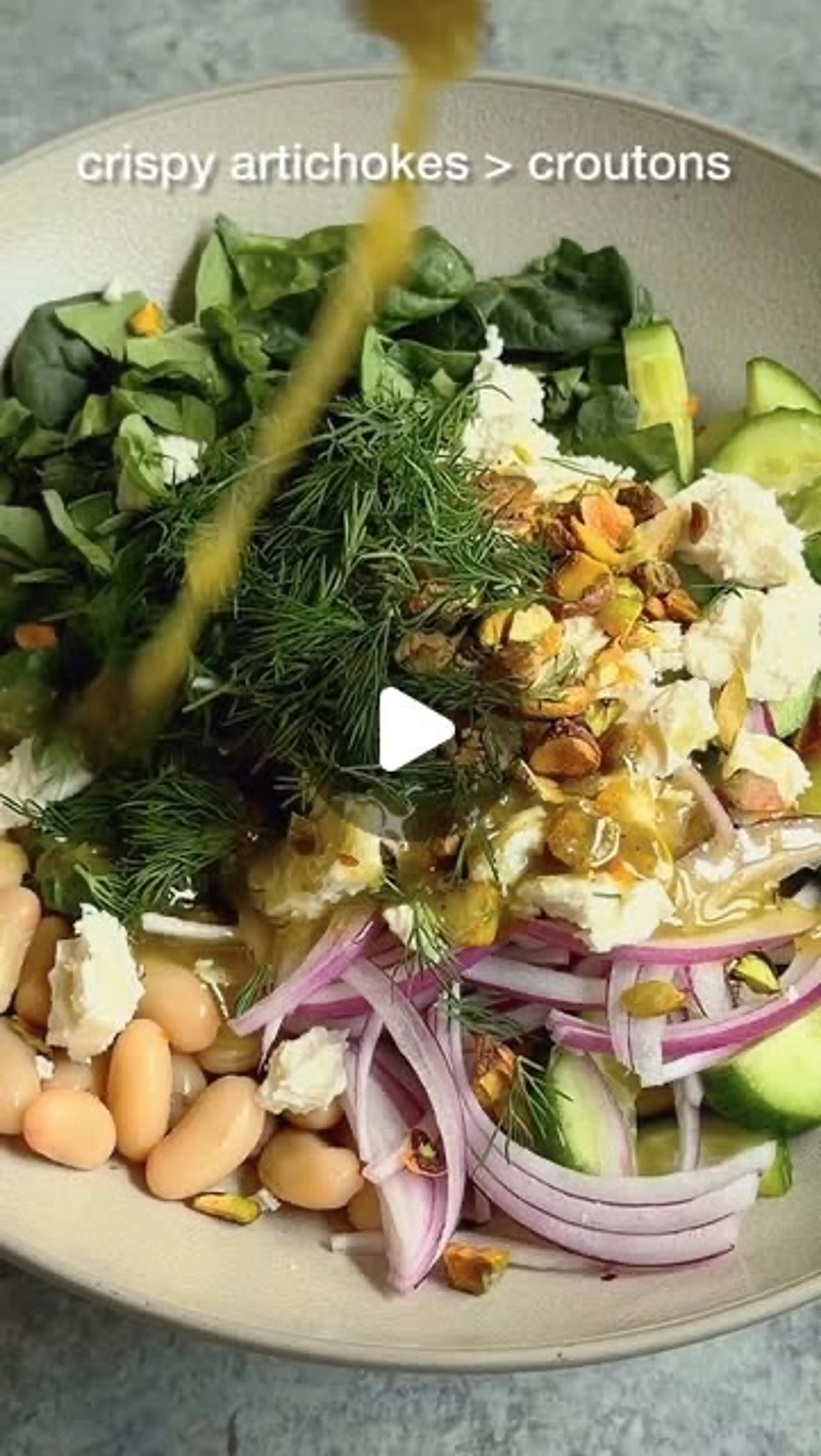 Crispy Artichoke Cucumber Salad with Lemon Caper Vinaigrette