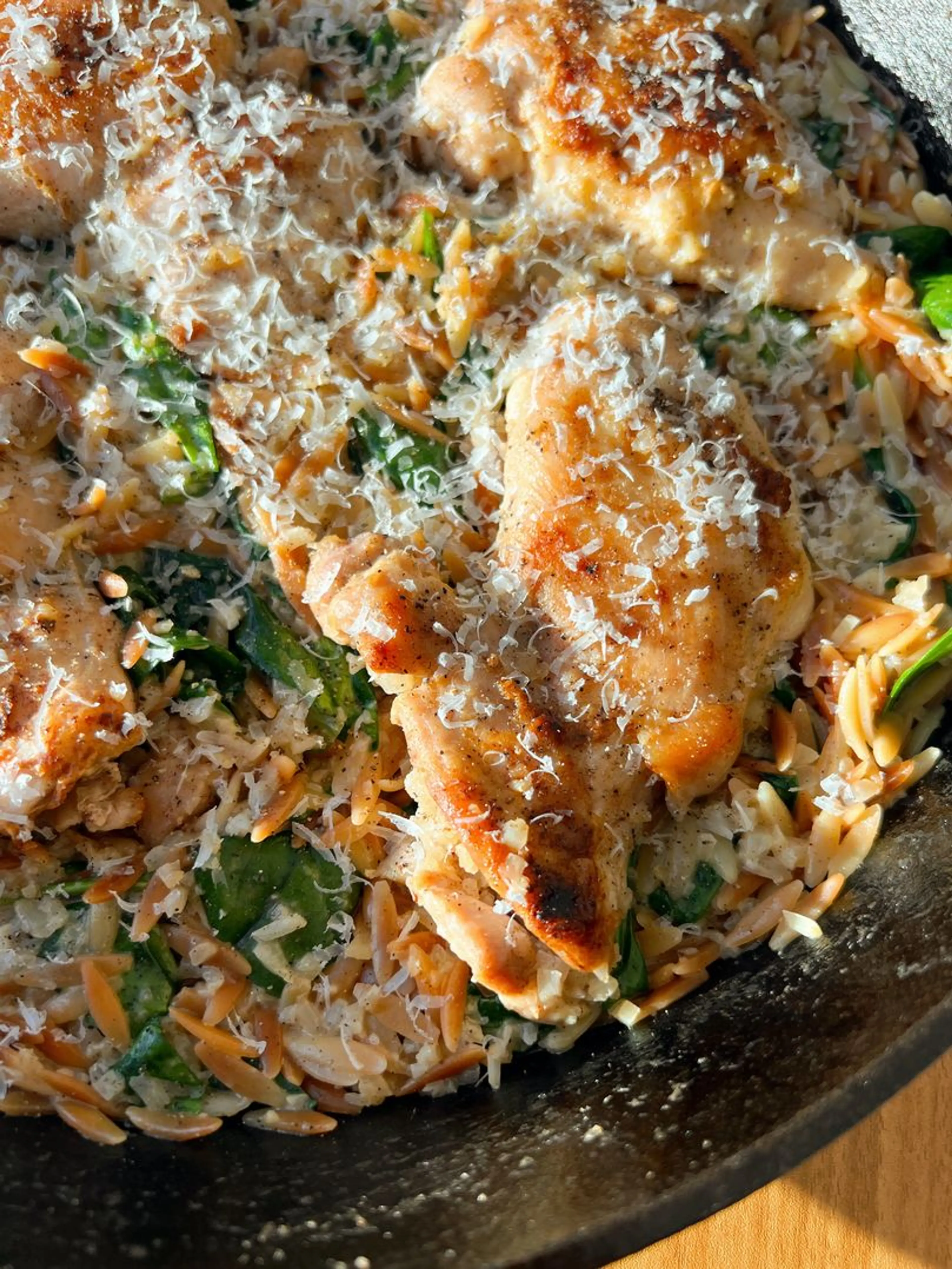 Cacio e Pepe Orzo with Chicken