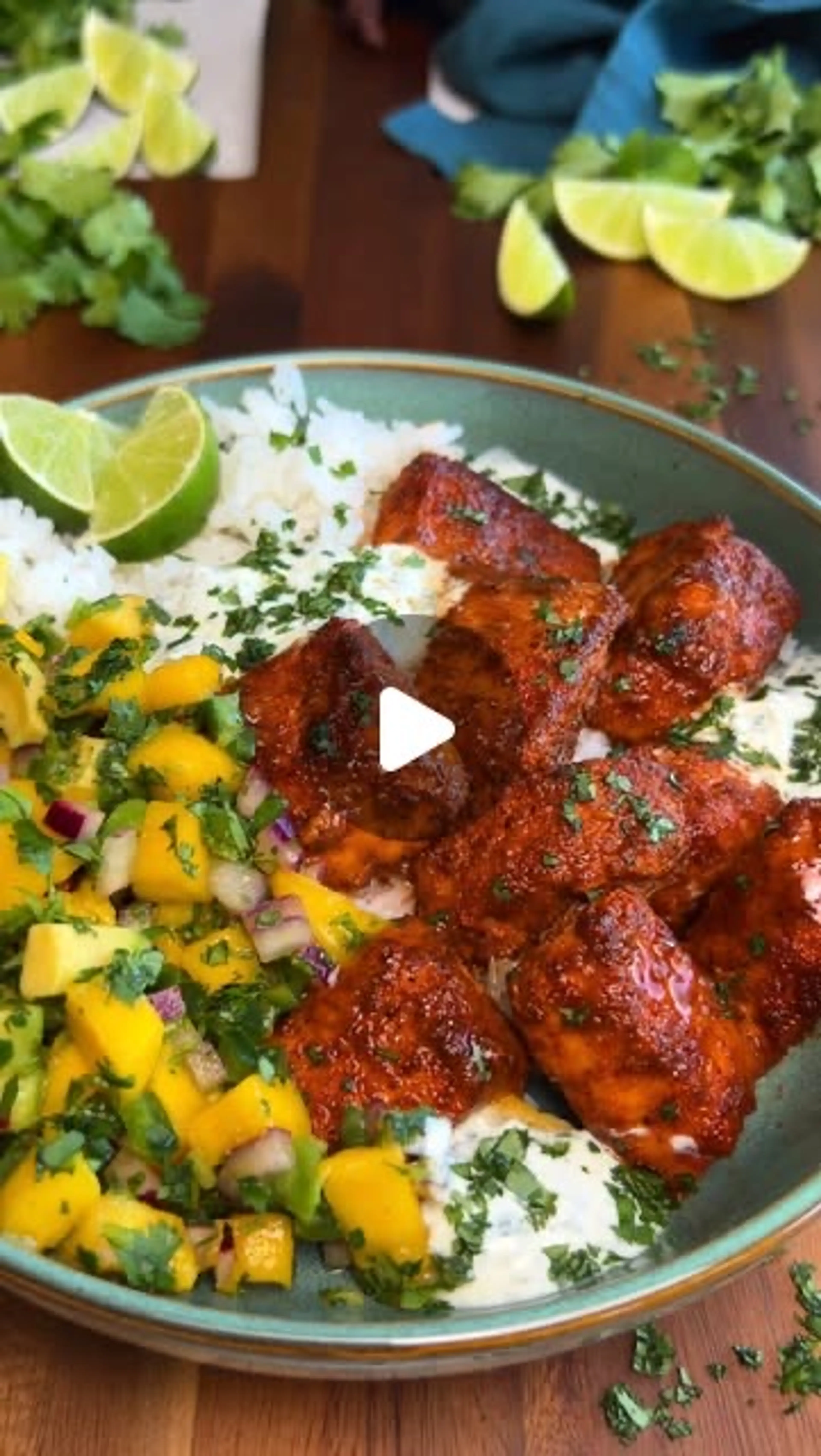 Bbq Salmon Bowls with Mango-avocado Salsa & Cilantro Crema
