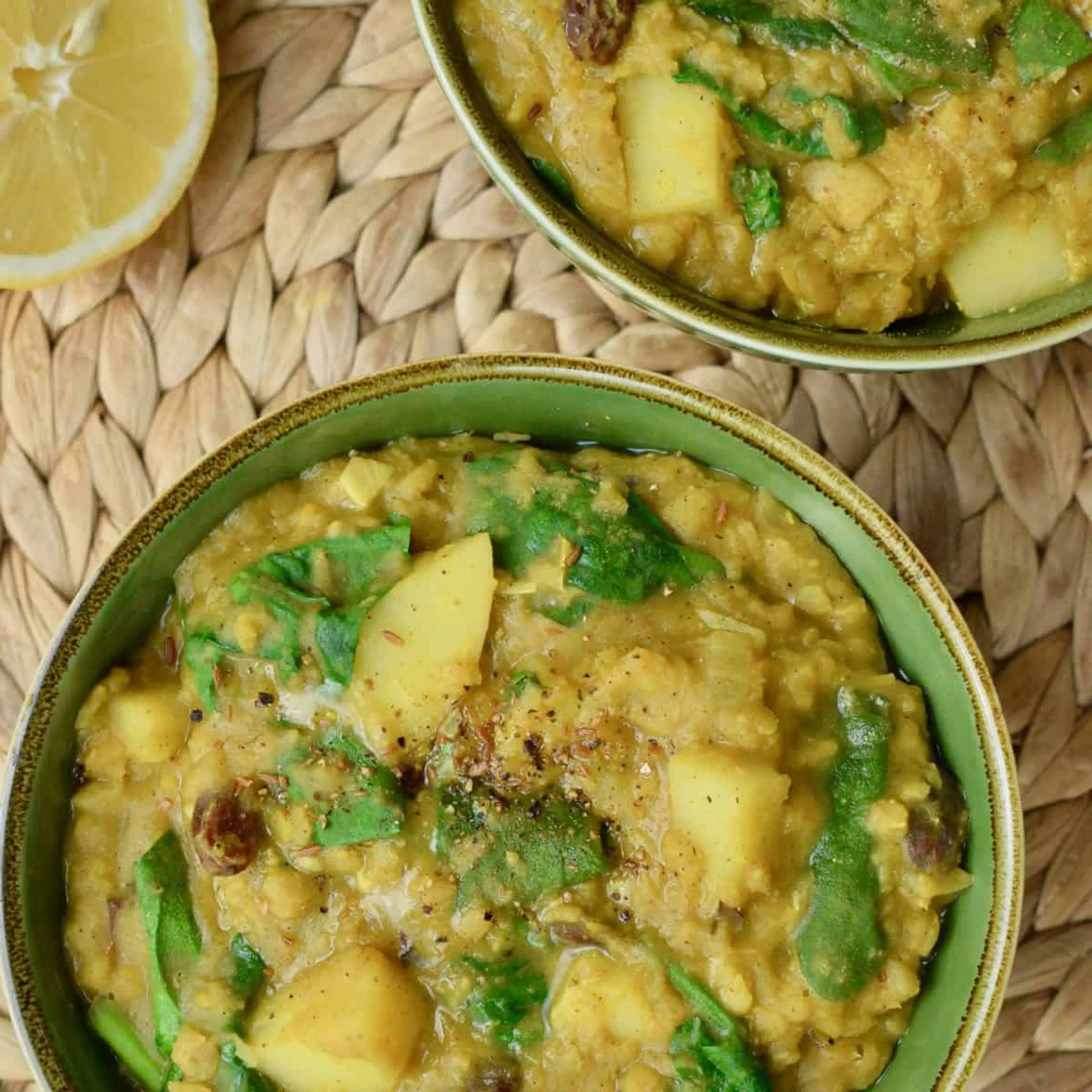 Potato and Lentil Dahl with Spinach