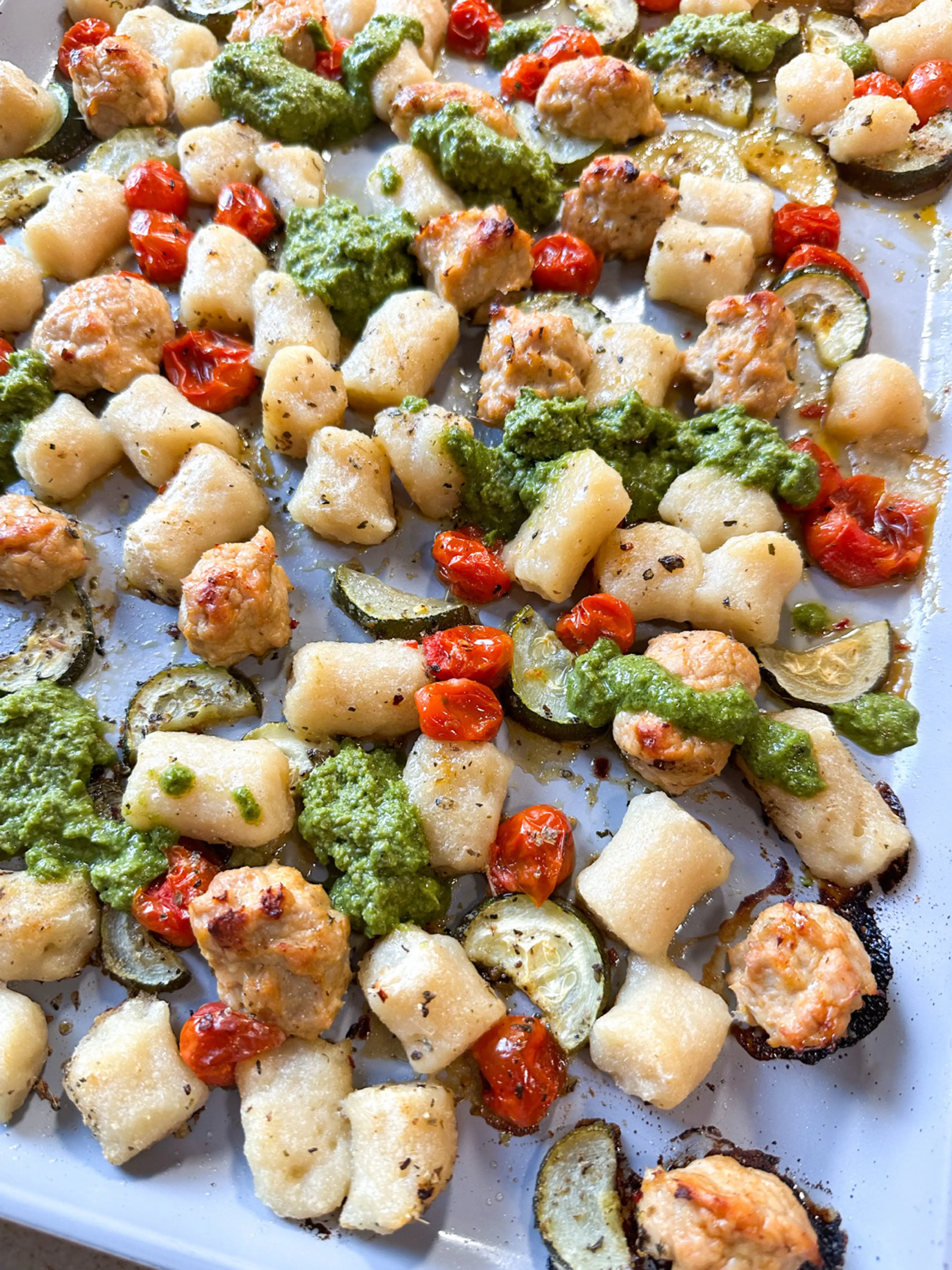 Sheet Pan Gnocchi with Pesto