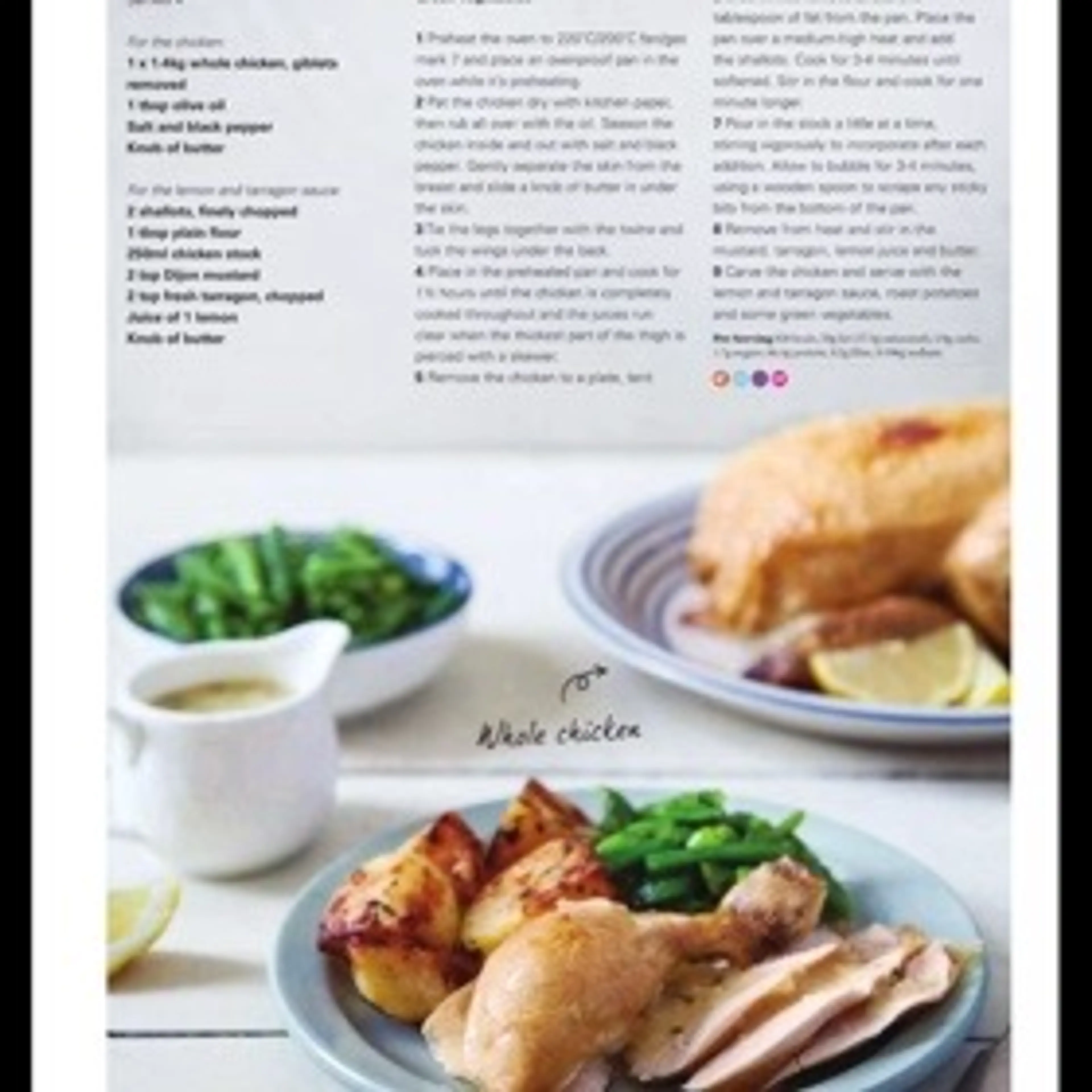 Roast chicken with lemon and tarragon sauce