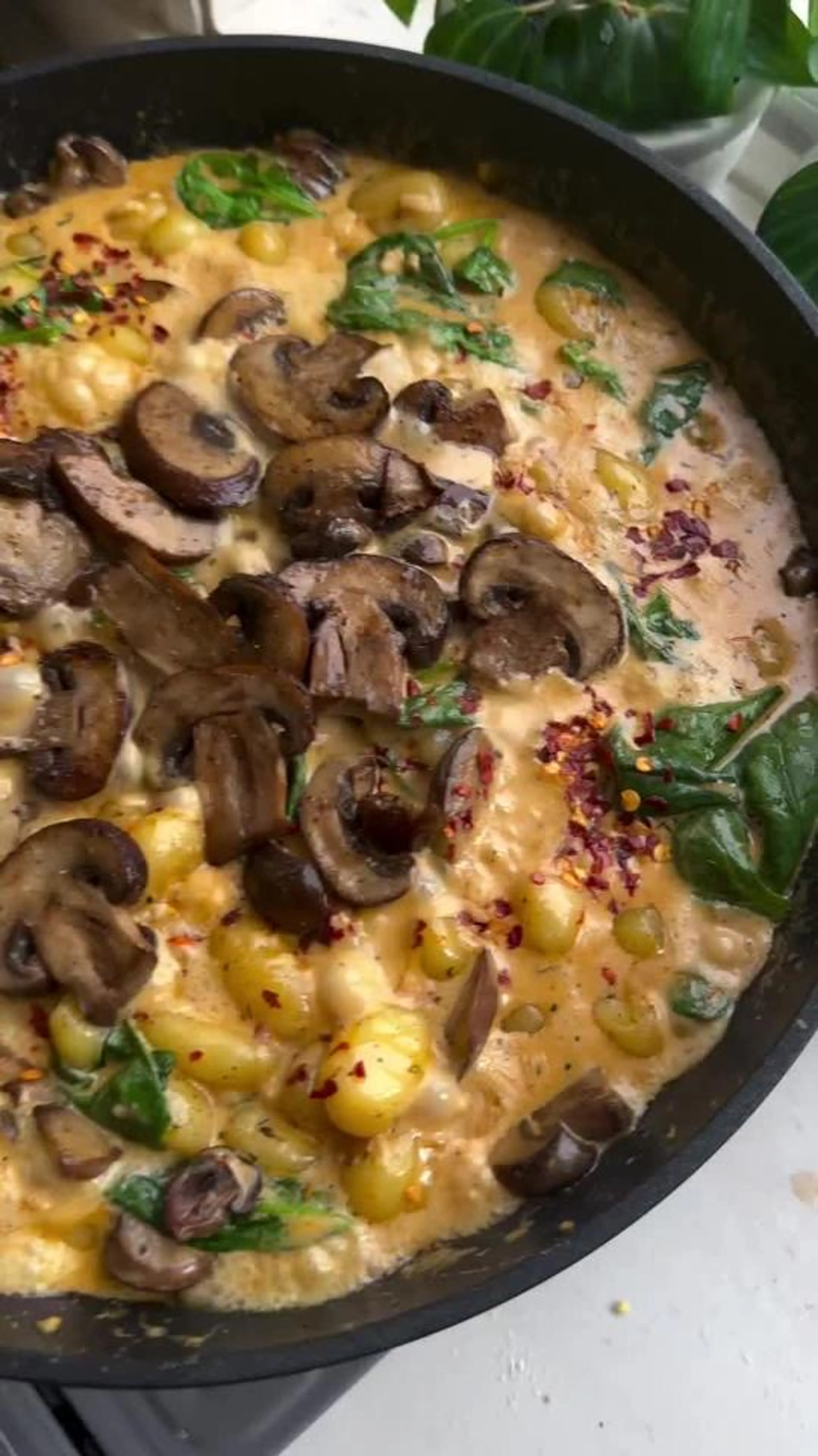 Mushroom and Spinach Creamy Gnocchi Pasta