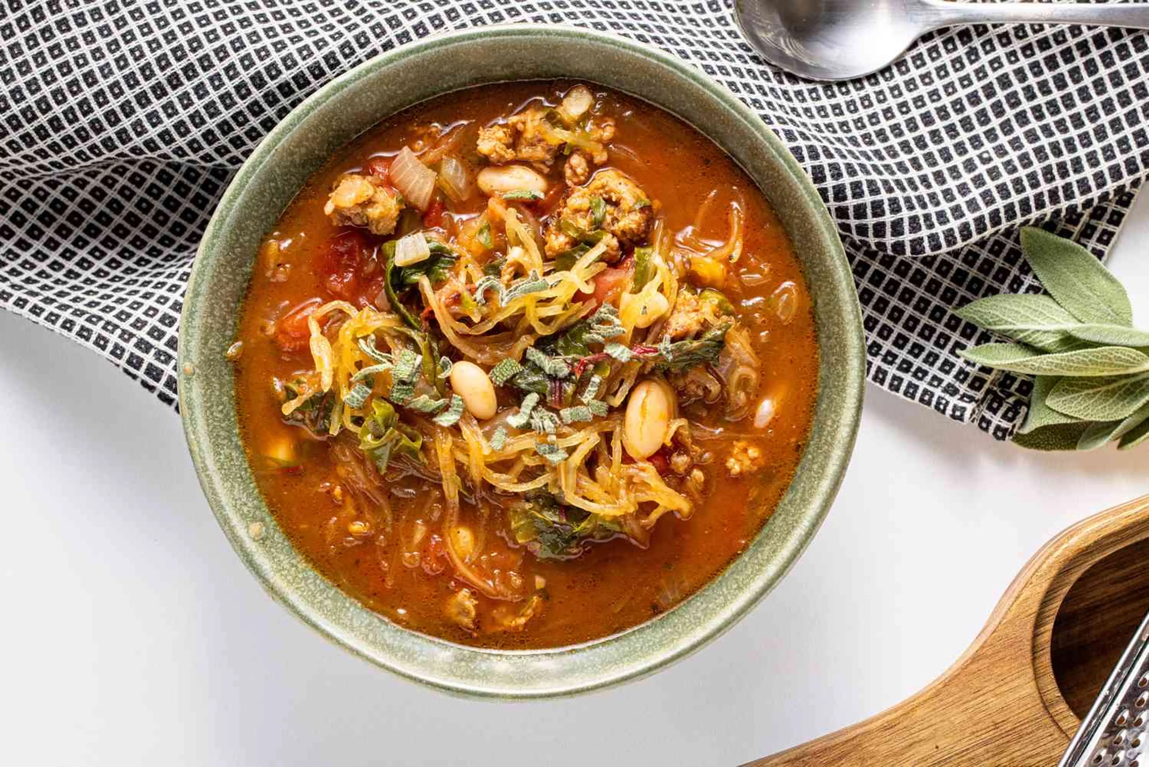 Spaghetti Squash Soup with Italian Sausage