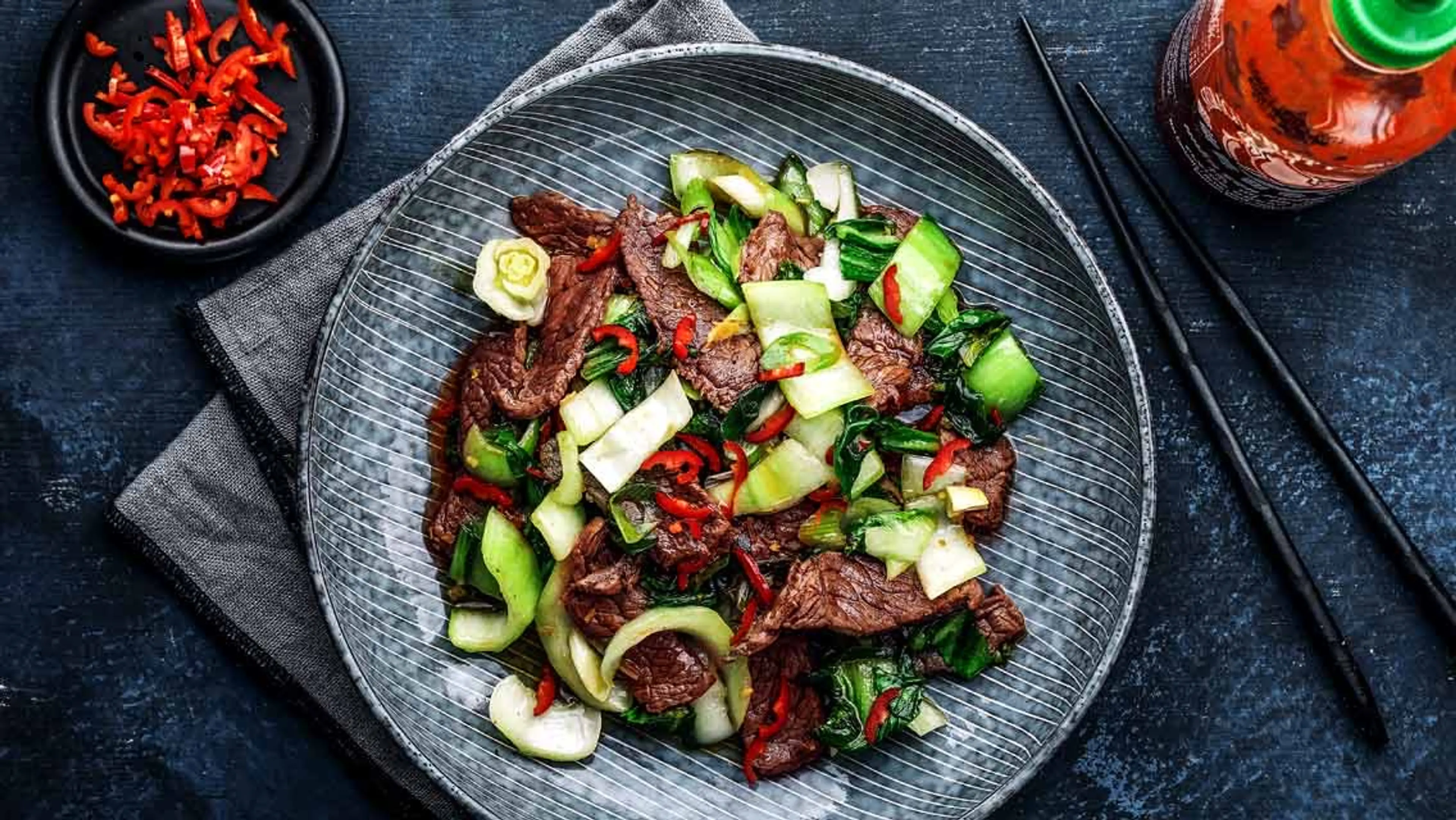 Rind & Pak Choi Stir Fry Pfanne