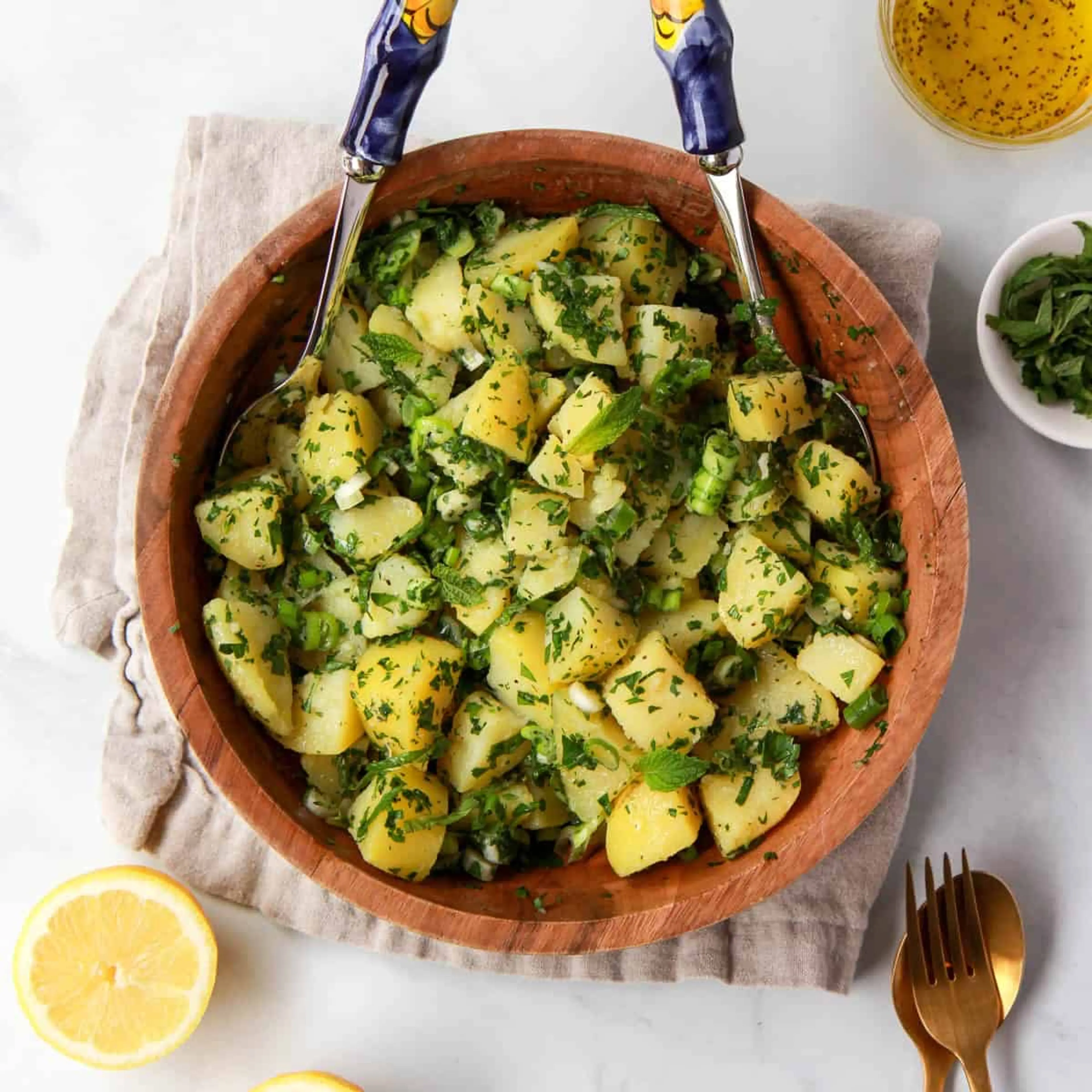 Lemony Mediterranean Potato Salad with Mint