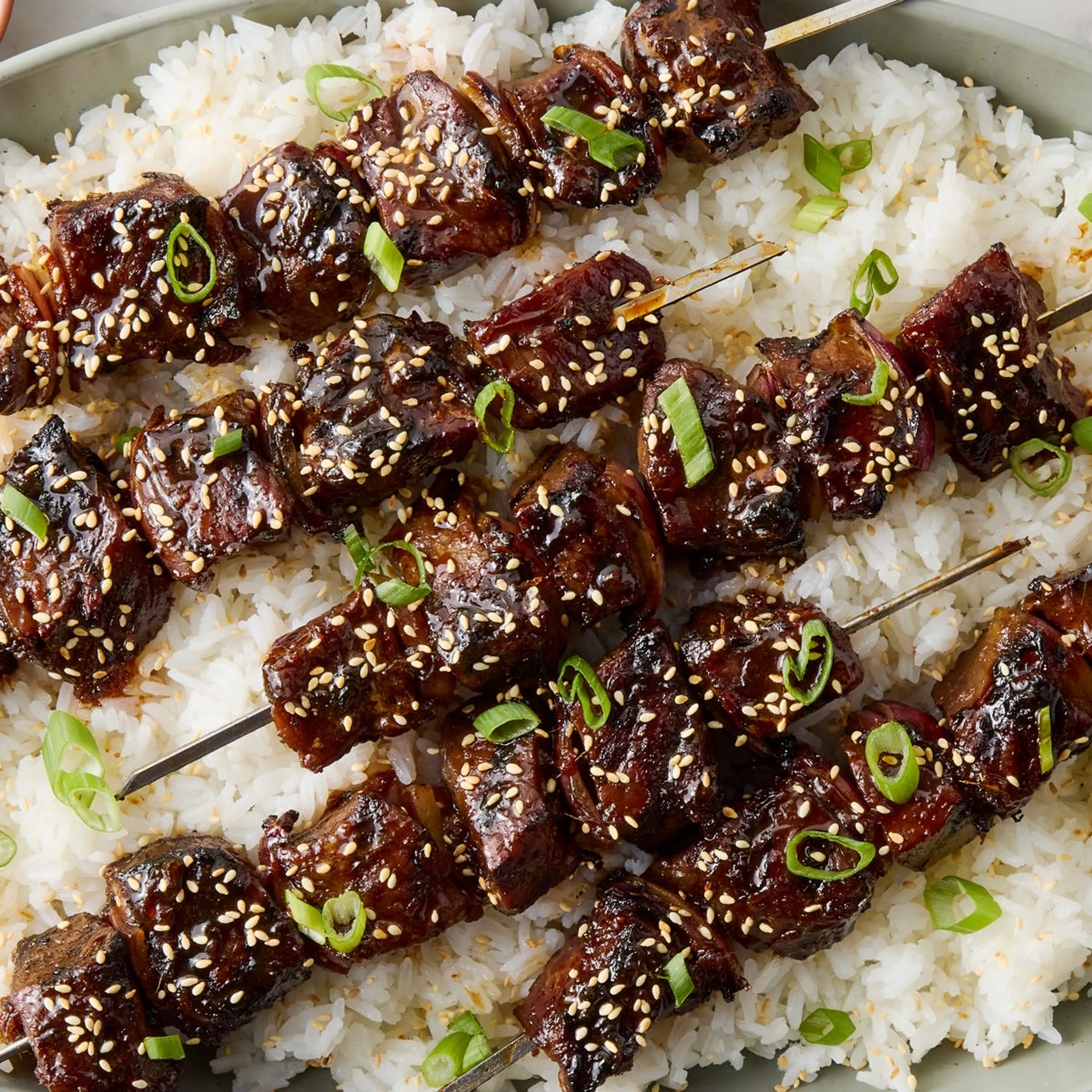 Sticky Soy Steak Skewers
