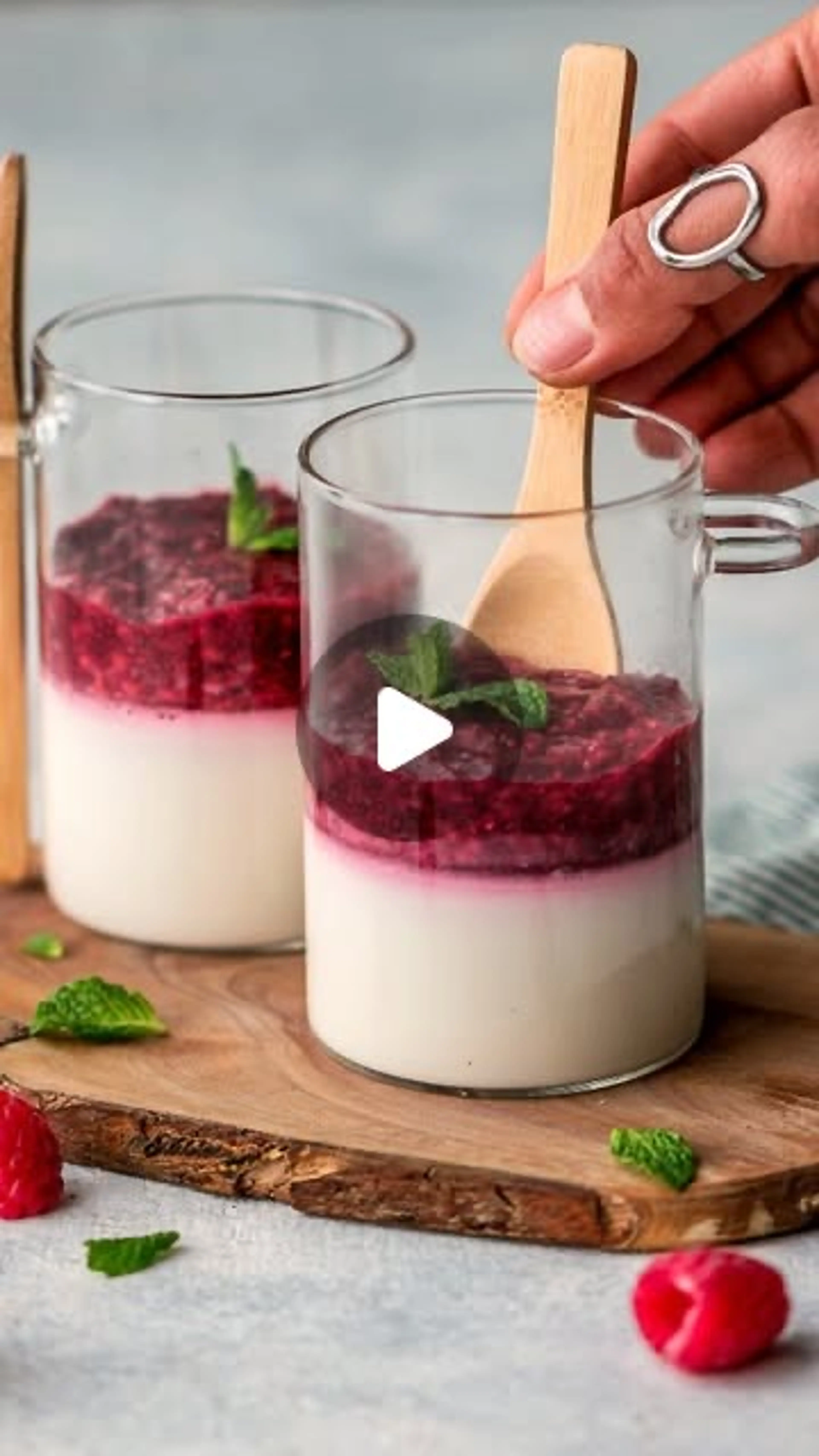 Dairy-free Panna Cotta with Raspberry Chia Jam