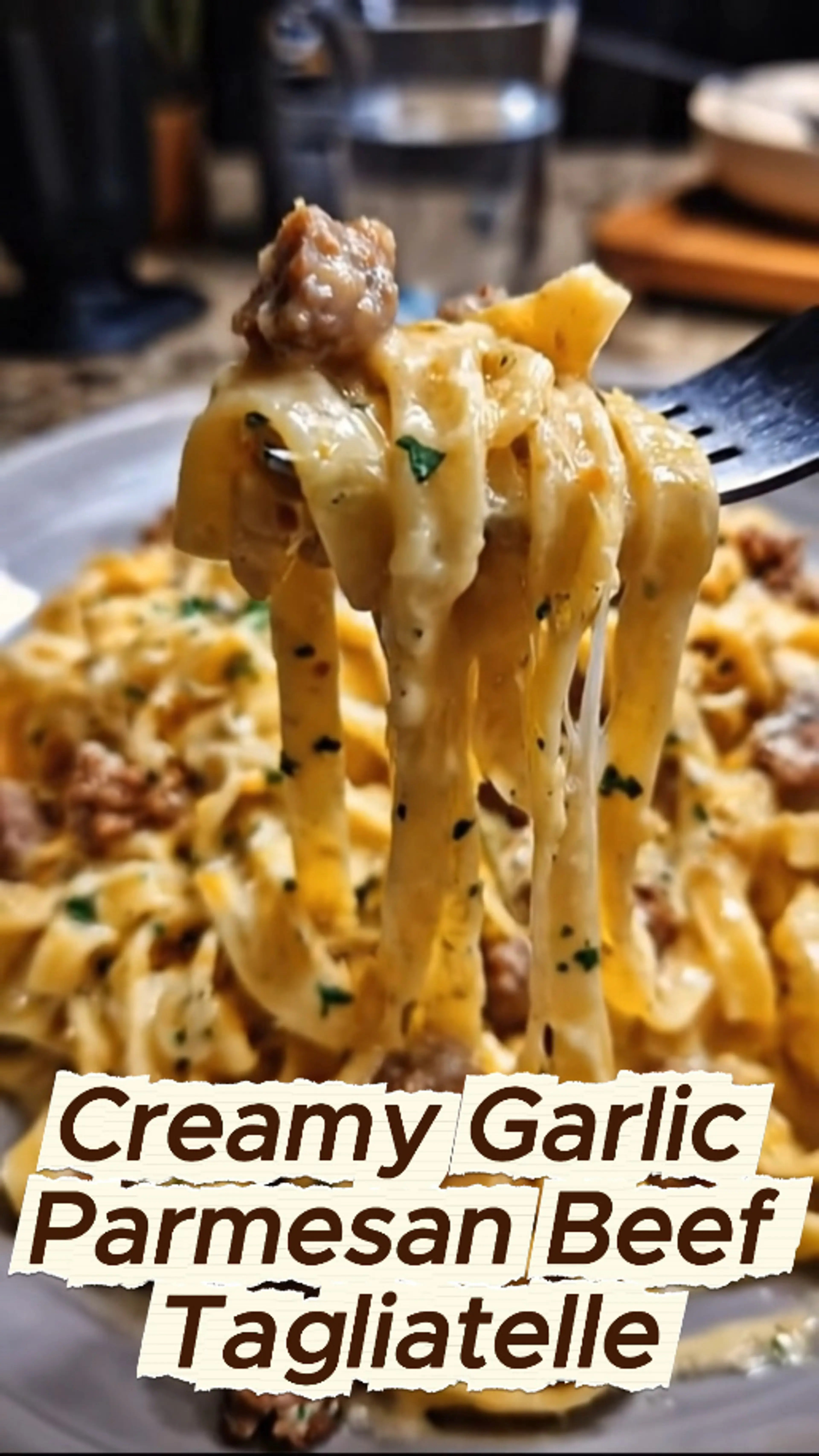 Creamy Garlic Parmesan Beef Tagliatelle