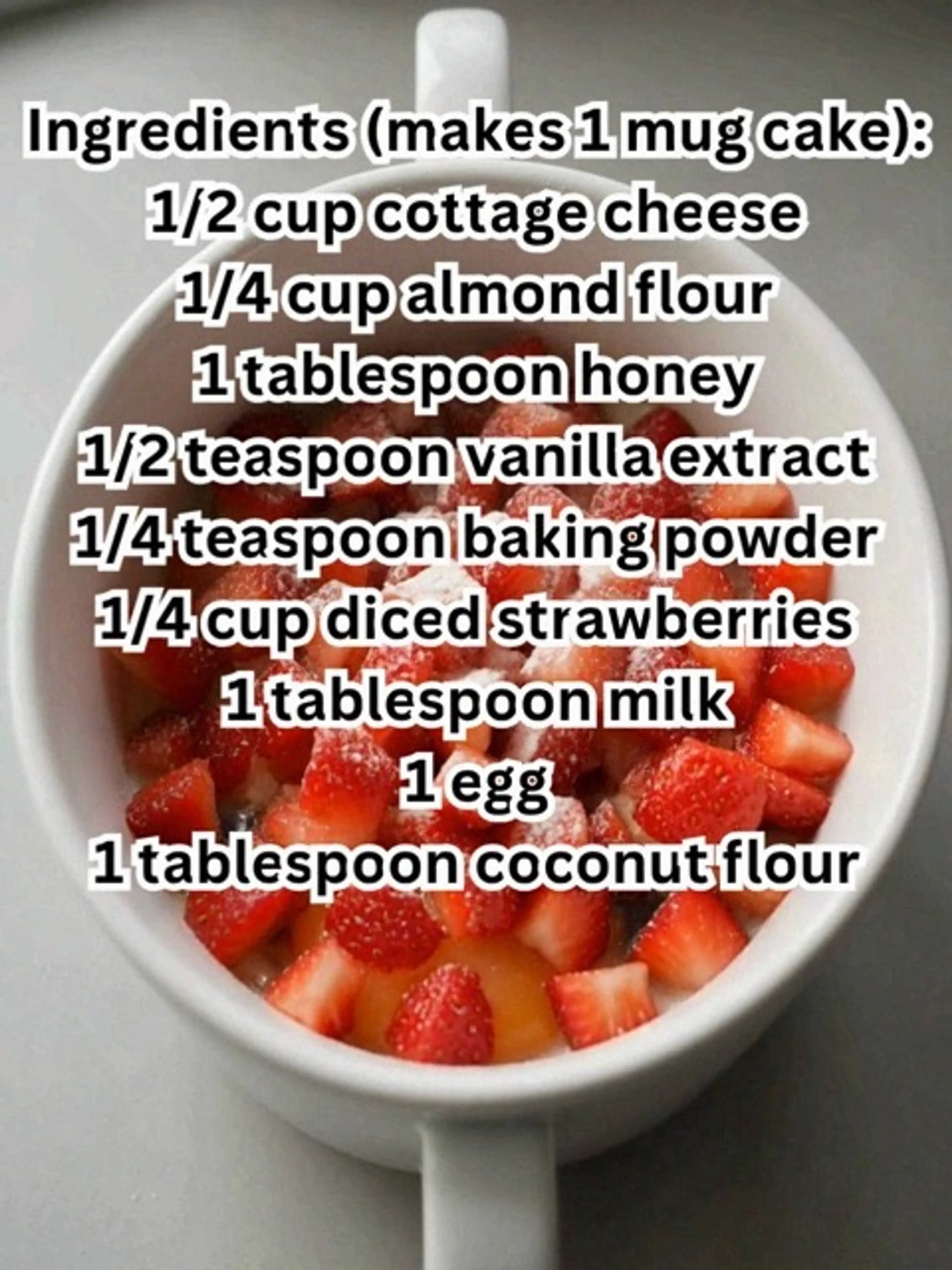 Strawberry Vanilla Cottage Cheese Mug Cake