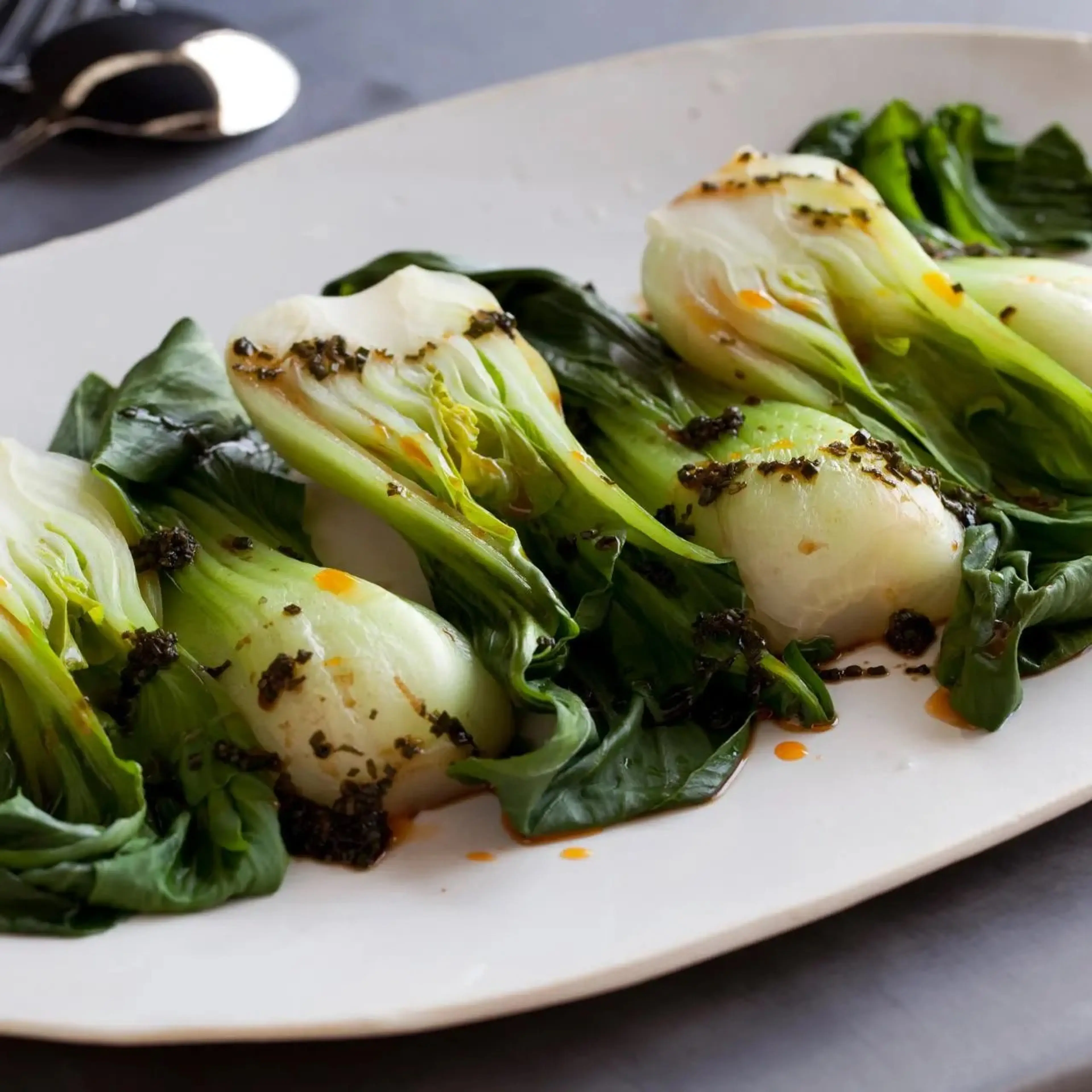 Healthy Spicy Steamed Baby Bok Choy