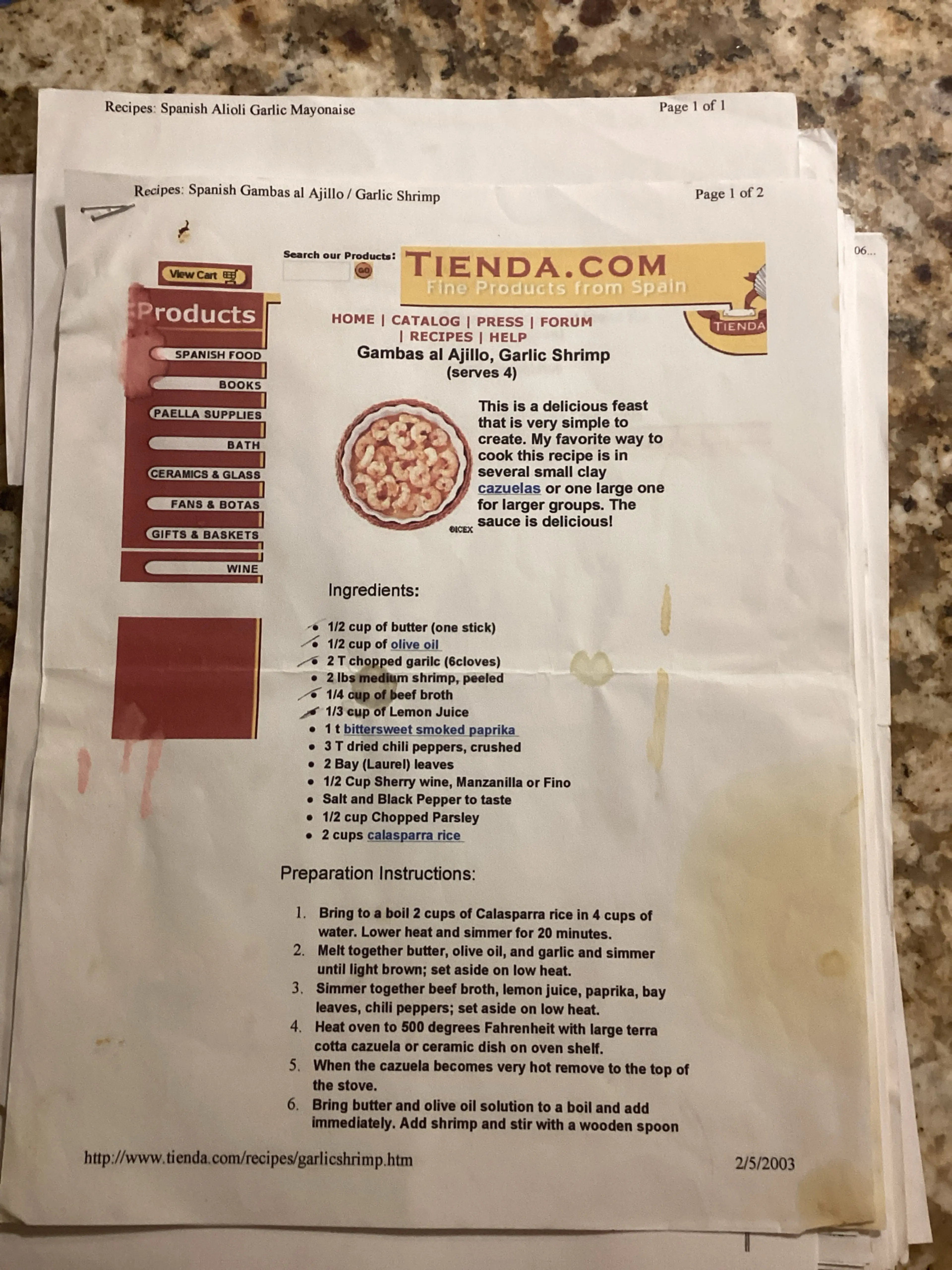 Gambas al Ajillo, Garlic Shrimp (serves 4)