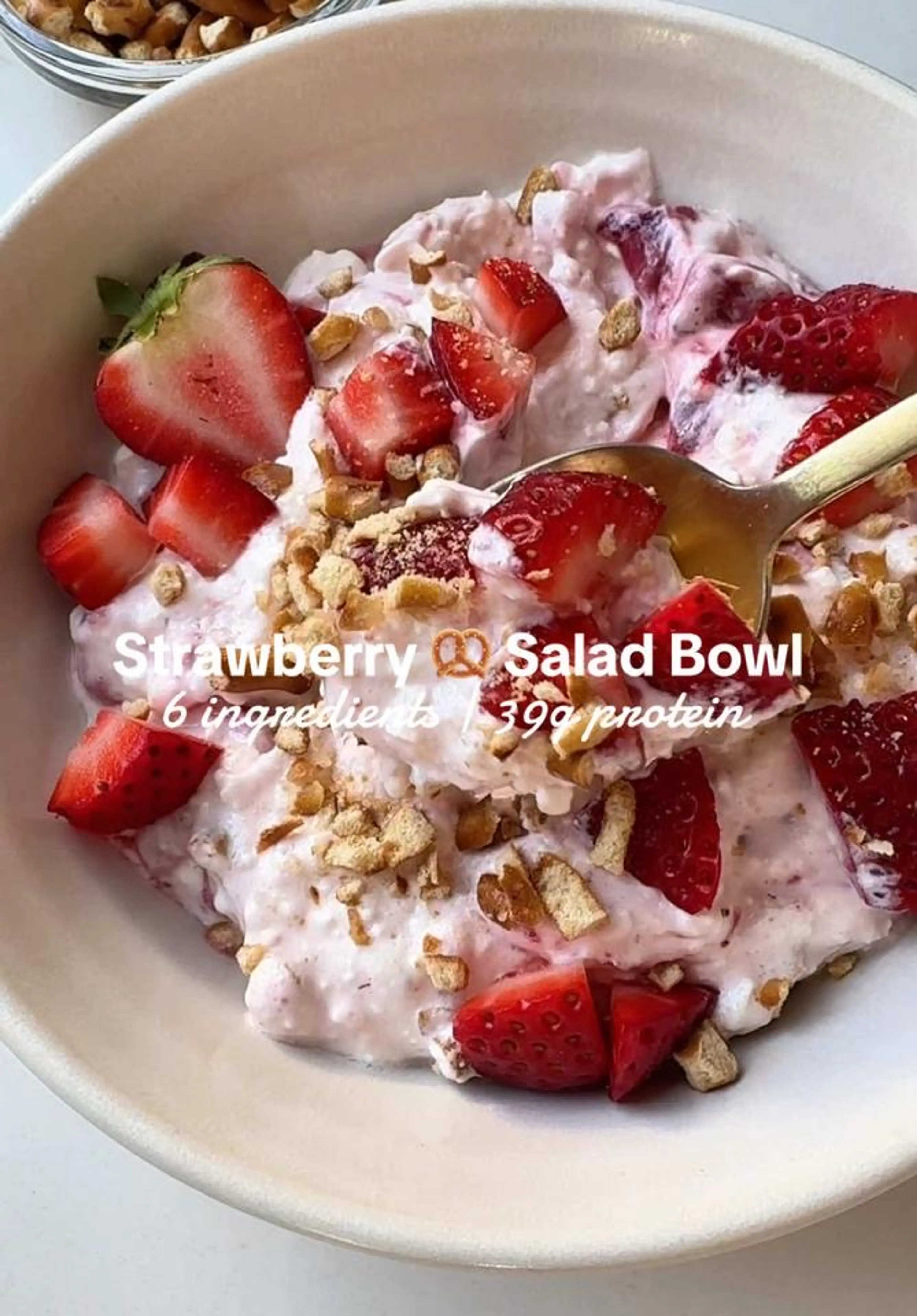 This High Protein Strawberry Pretzel Salad Kicks Off My New