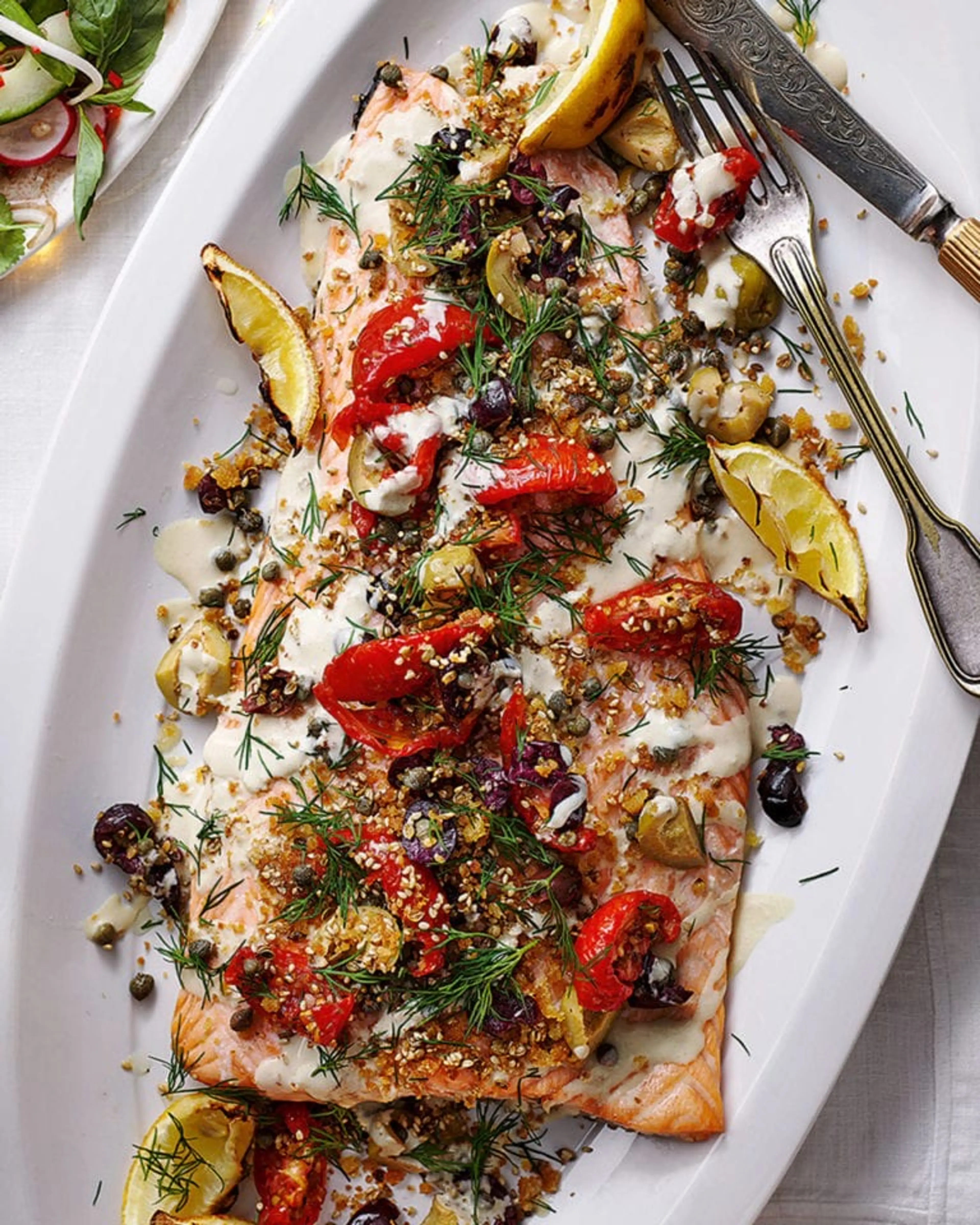 Salmon with Sun-Blush Tomato & Tartar Sauce