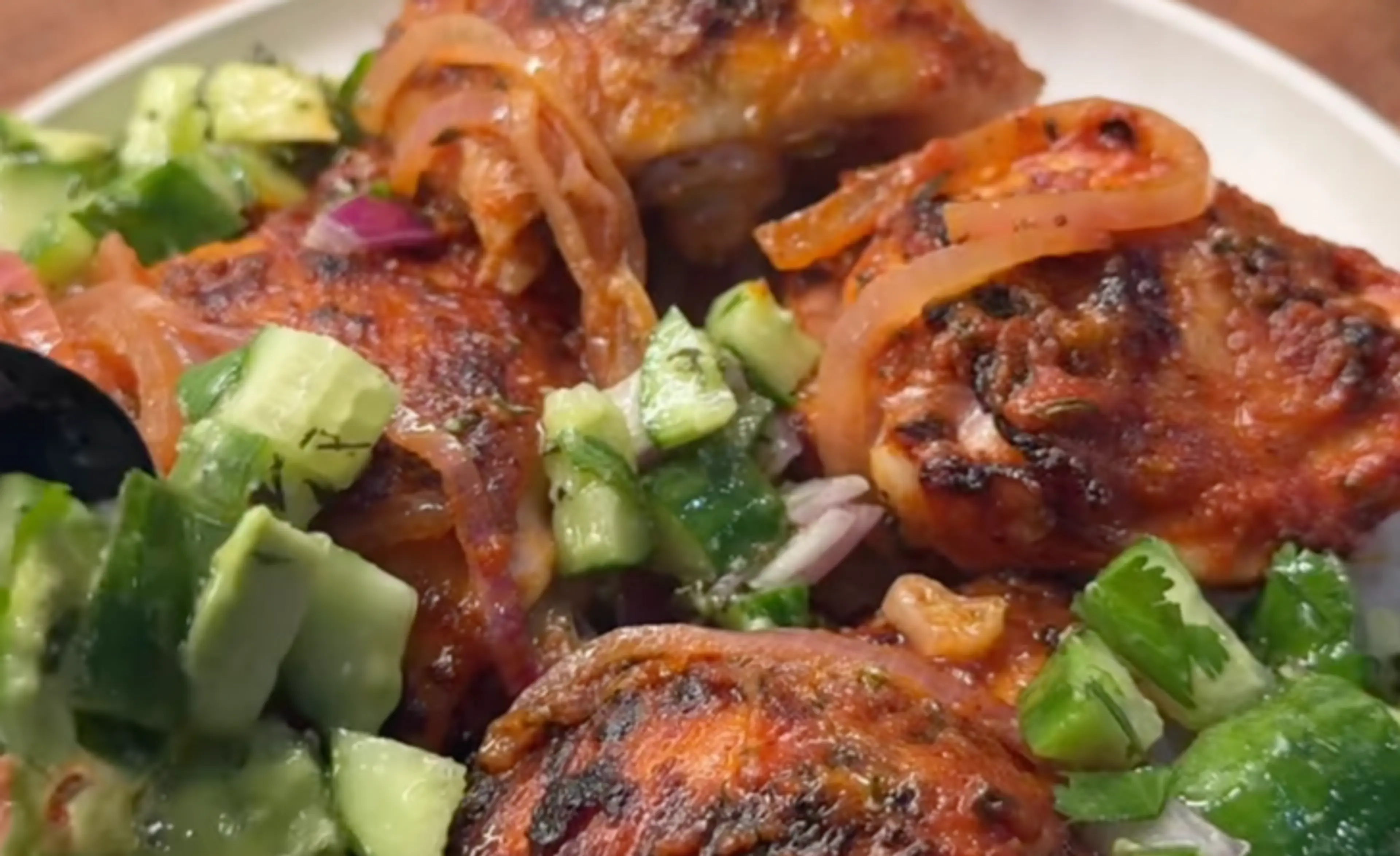 One Pan Chicken & Cucumber Avocado Salad