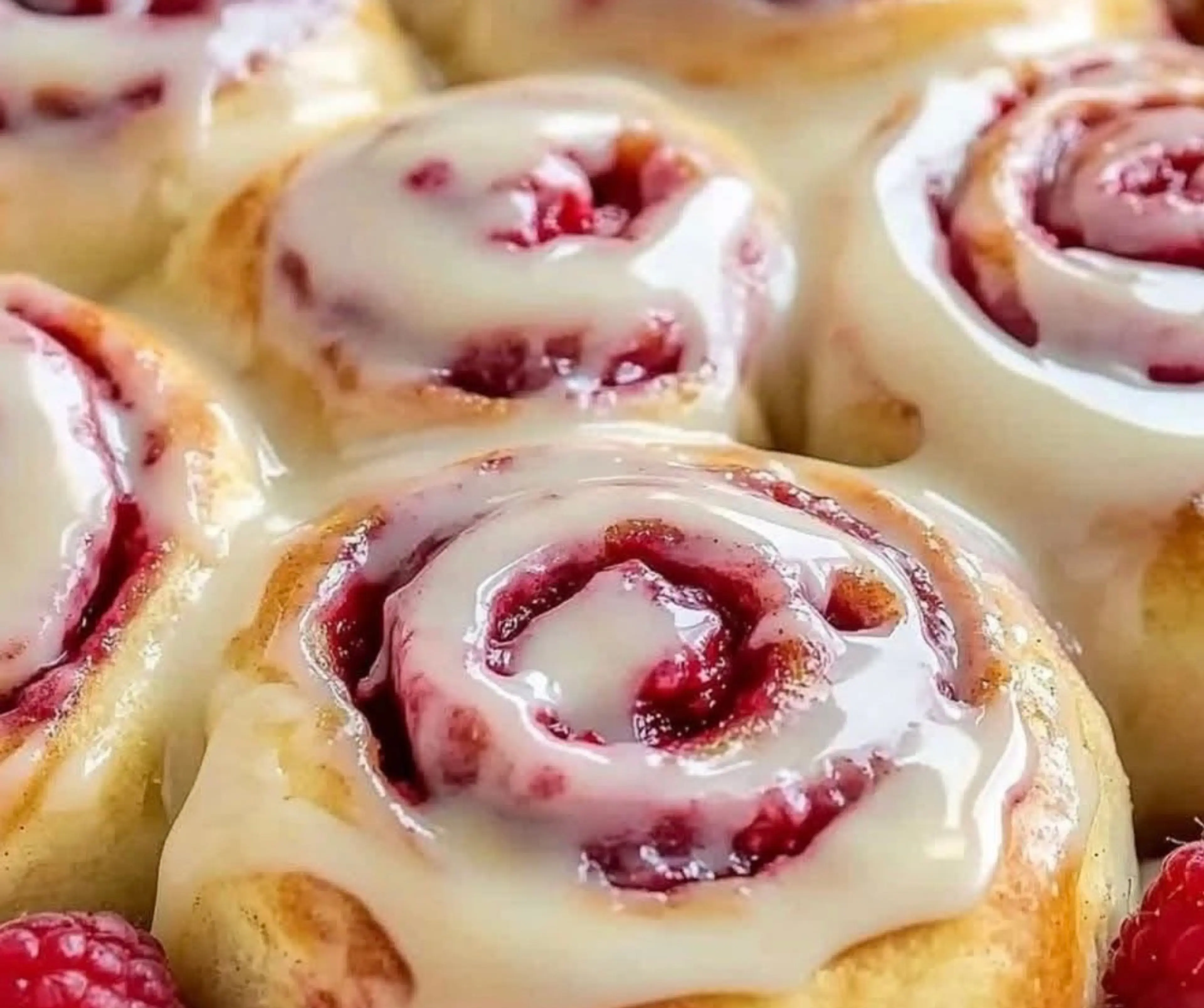 Raspberry Cinnamon Rolls with Lemon Glaze