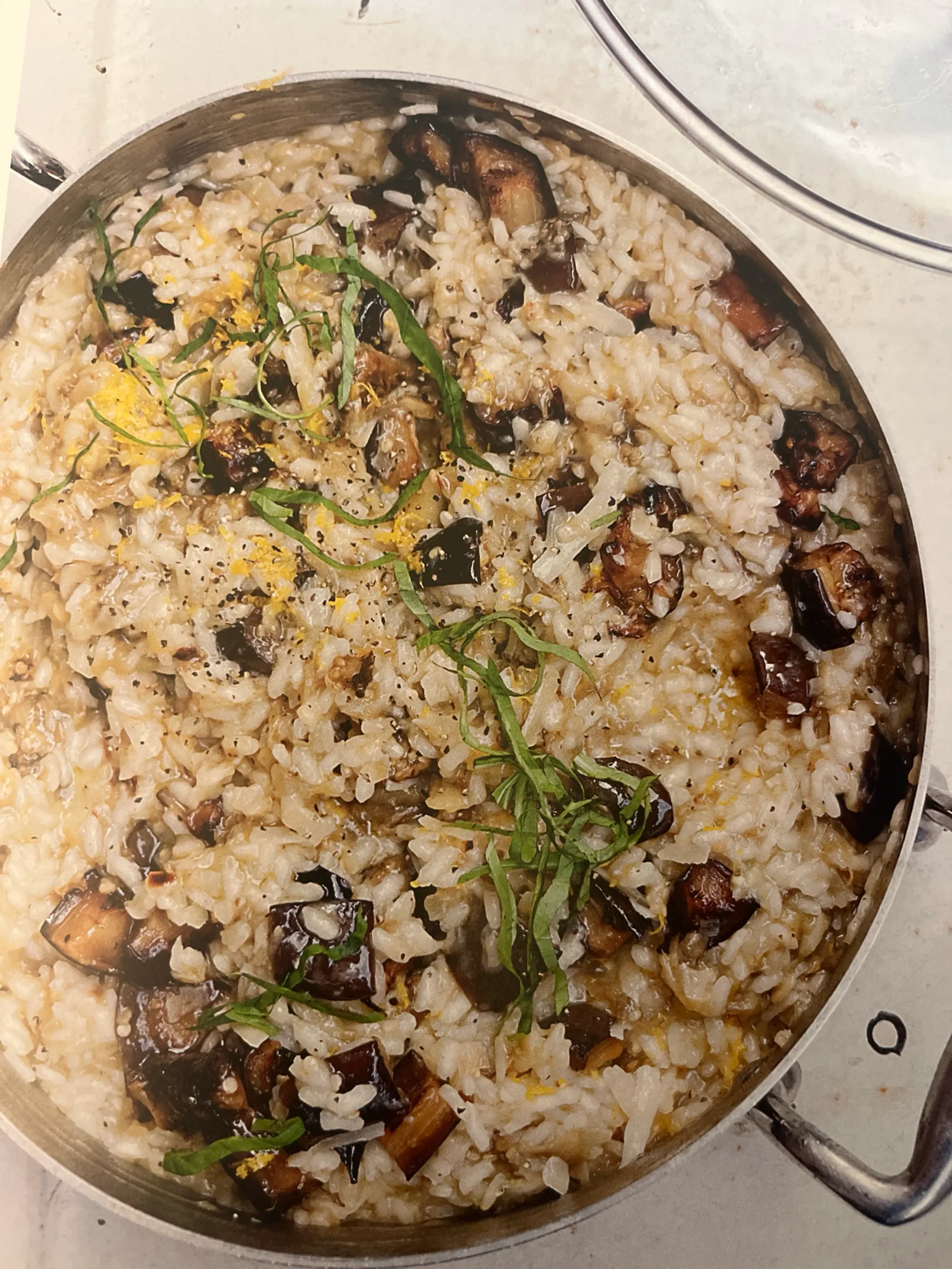 Risotto met citroen en aubergine