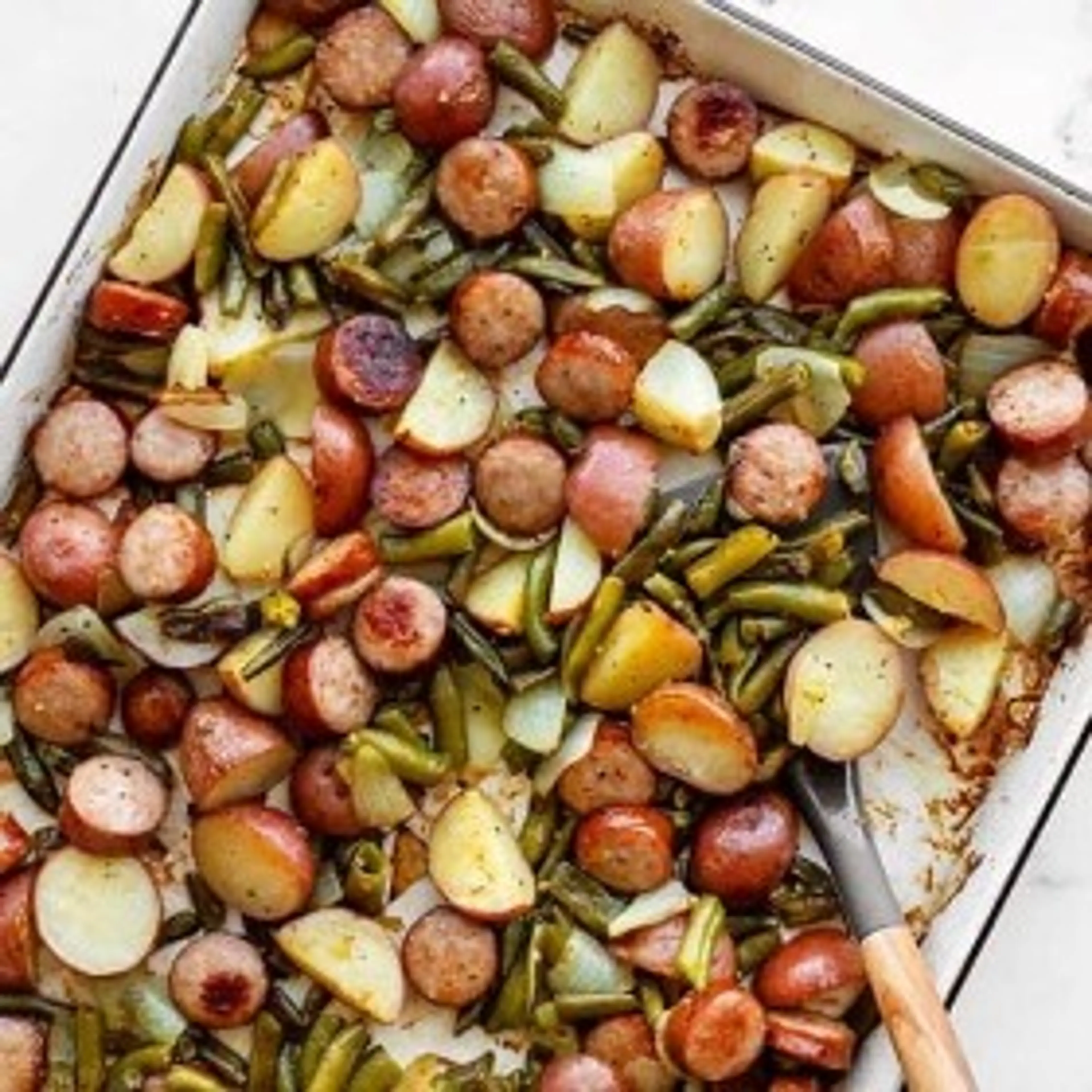 Sheet Pan Kielbasa, Potatoes, and Green Beans