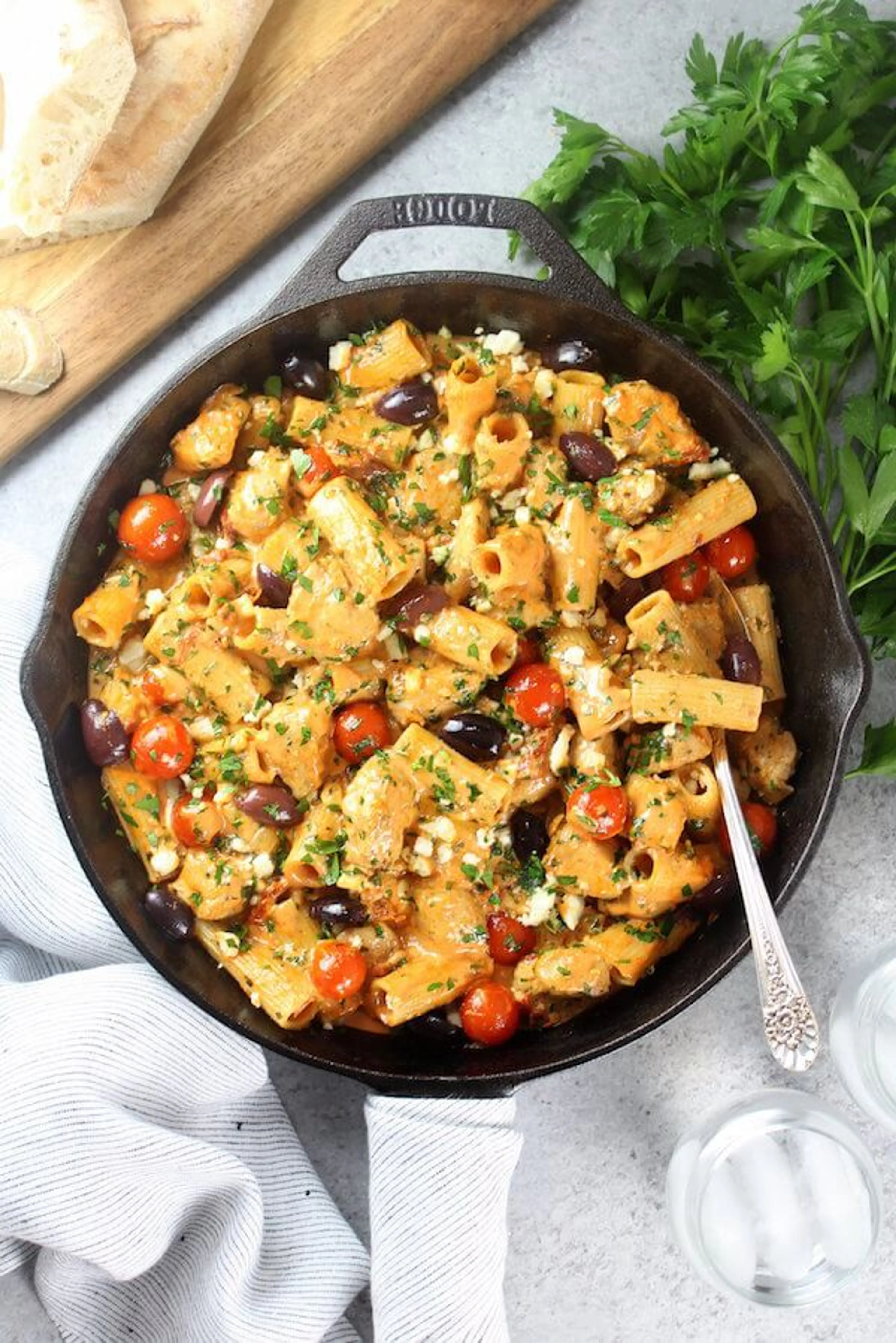 Greek Chicken Pasta Skillet