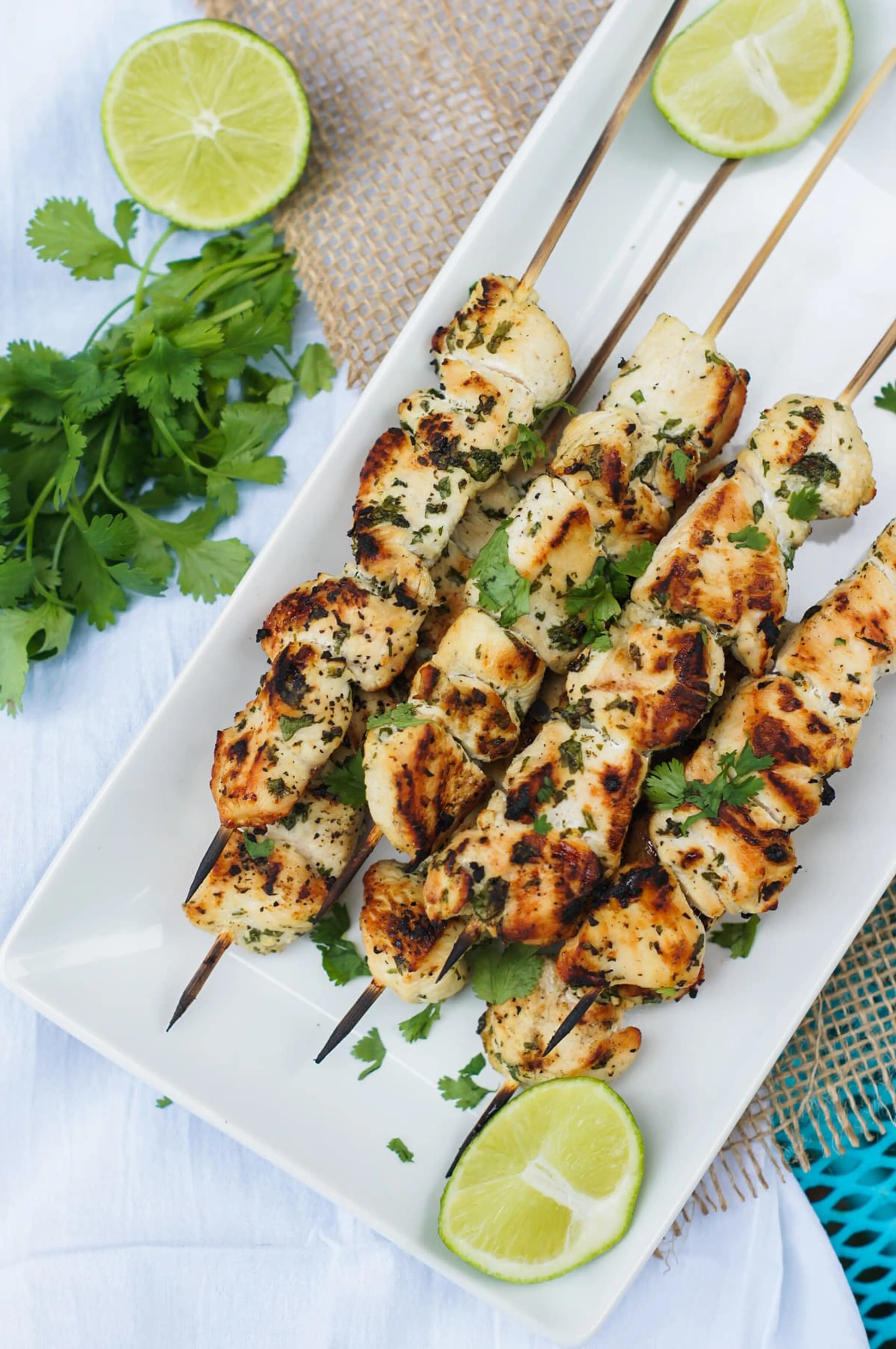 Grilled Garlic Cilantro Chicken Skewers