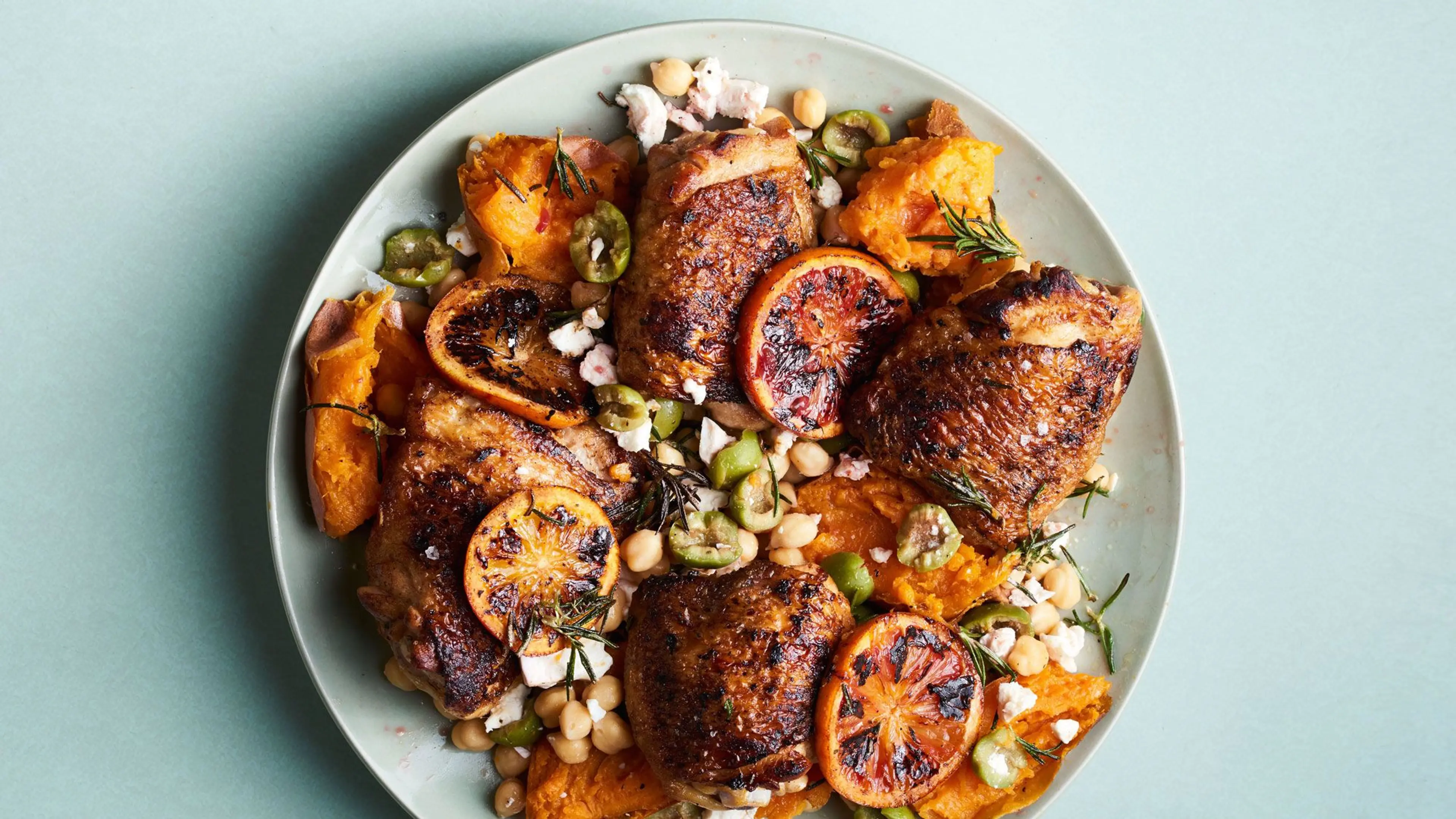 Pan-Roasted Chicken Thighs With Sweet Potatoes and Oranges