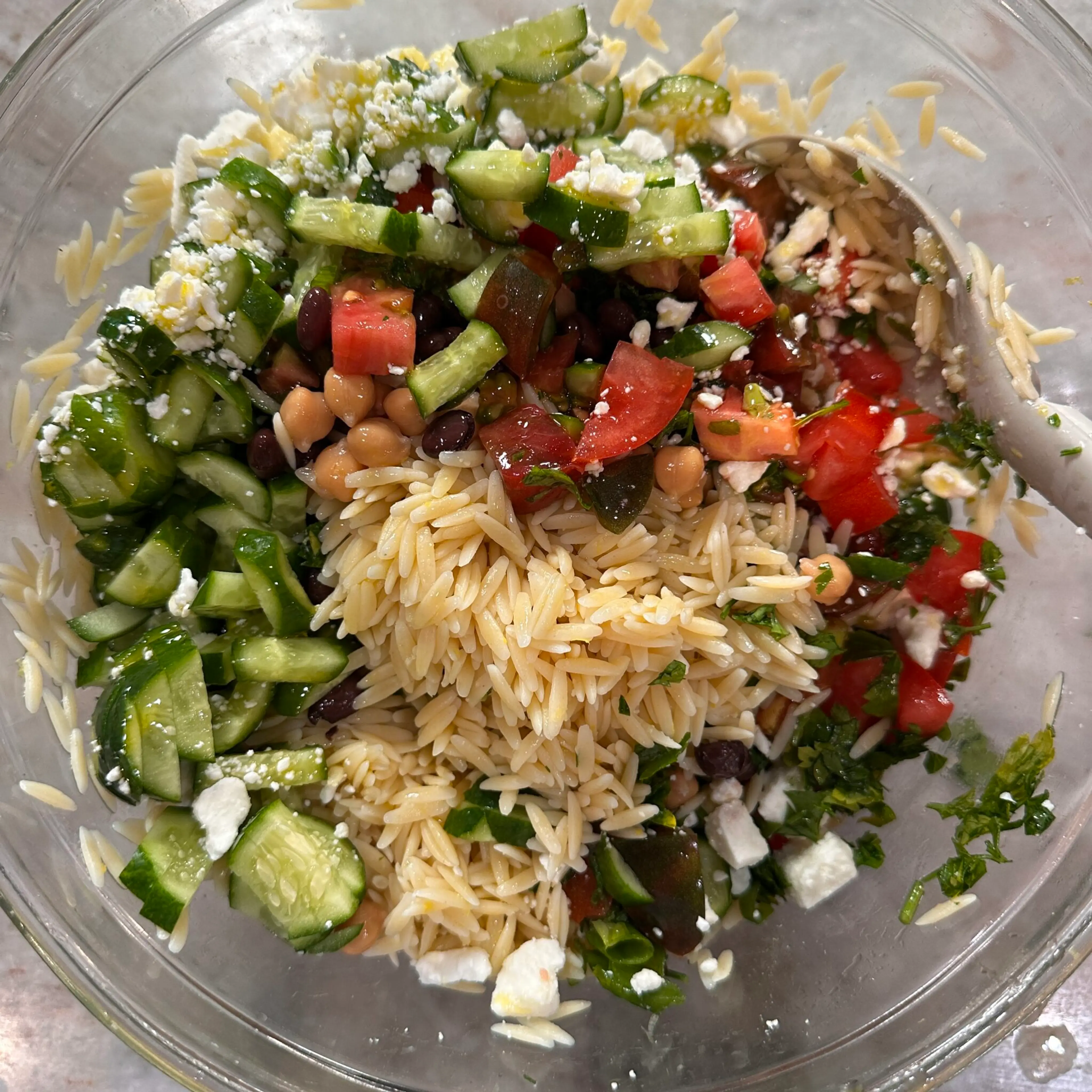 High Protein Mediterranean Orzo Salad