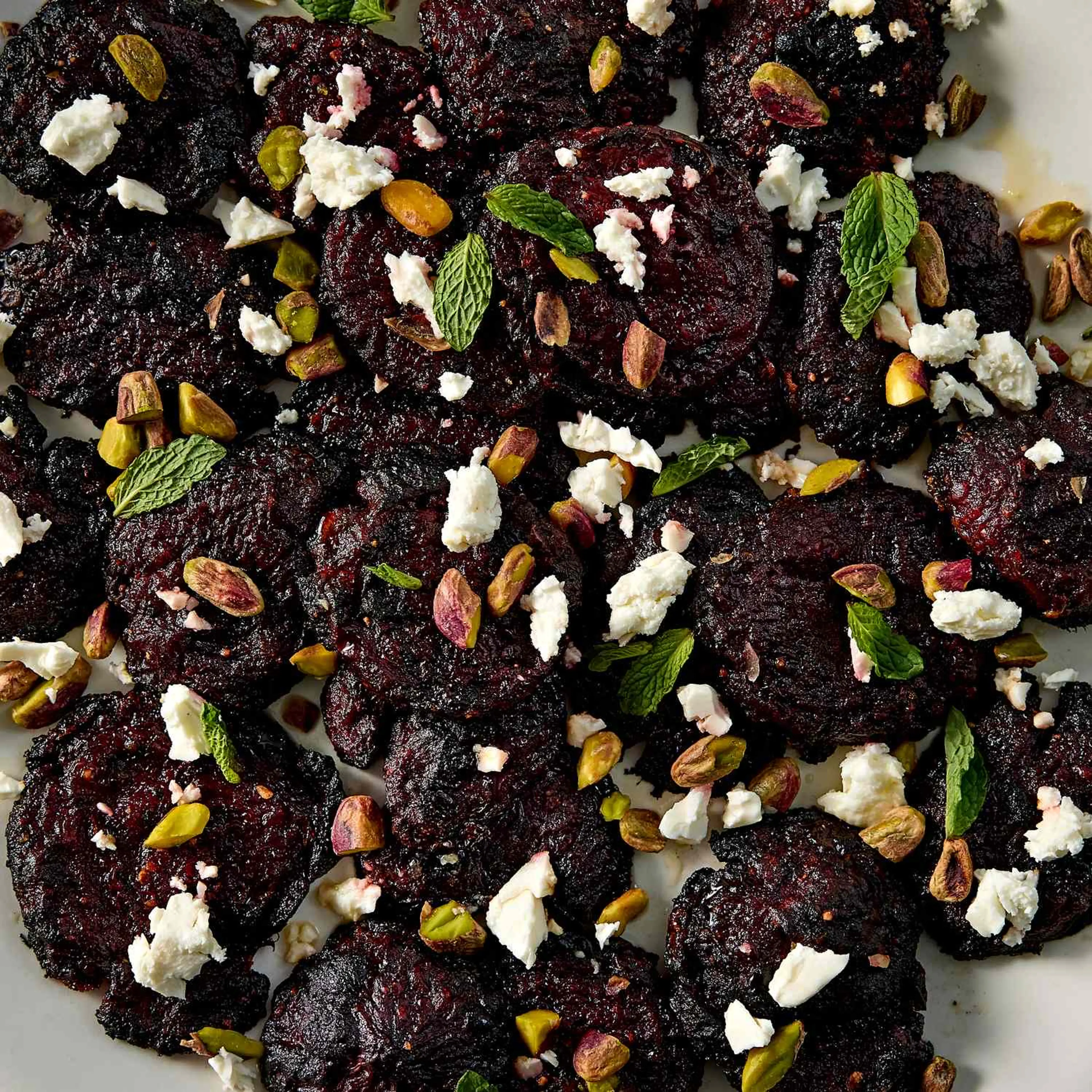 Crispy Smashed Beets with Feta & Pistachios
