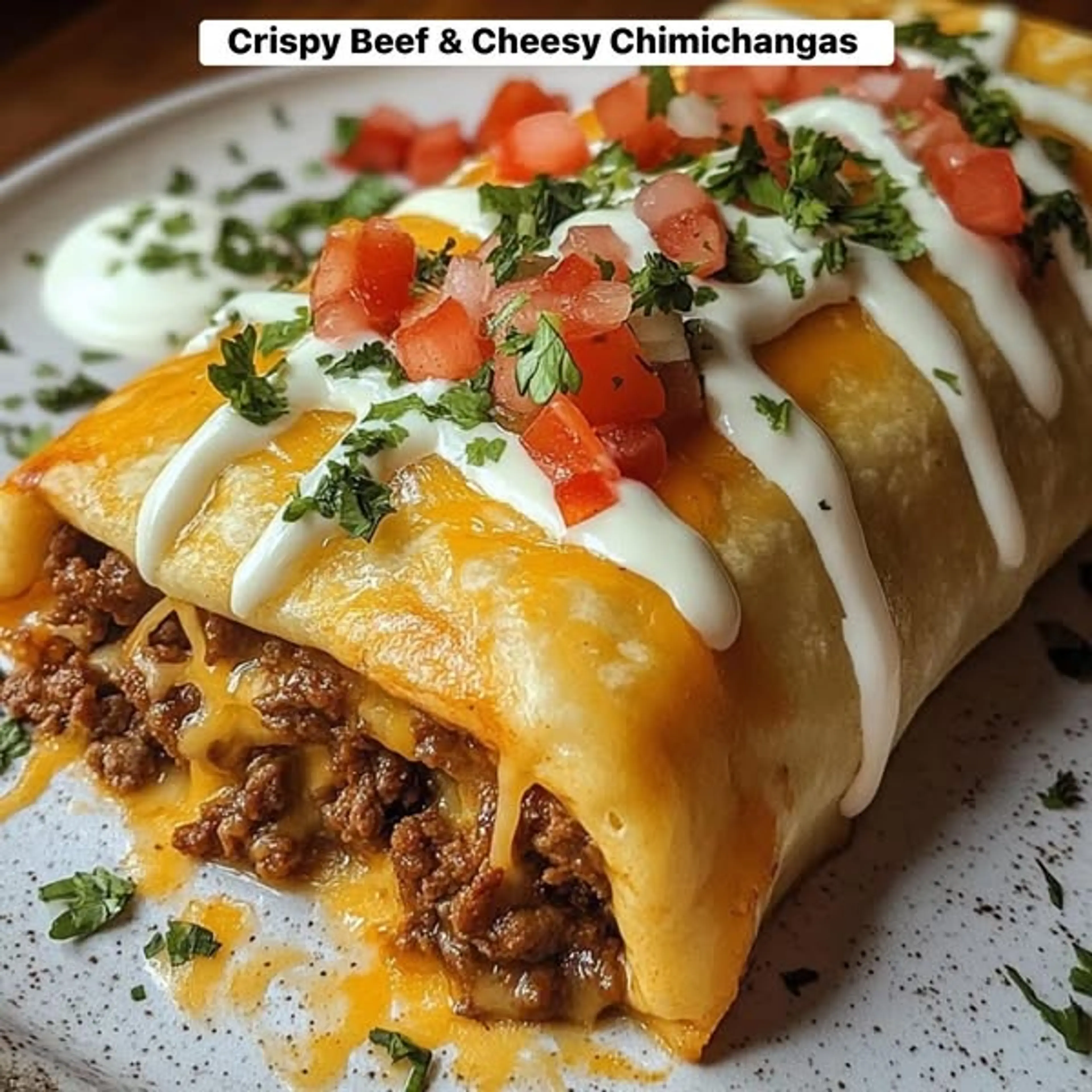 Crispy Beef & Cheesy Chimichangas