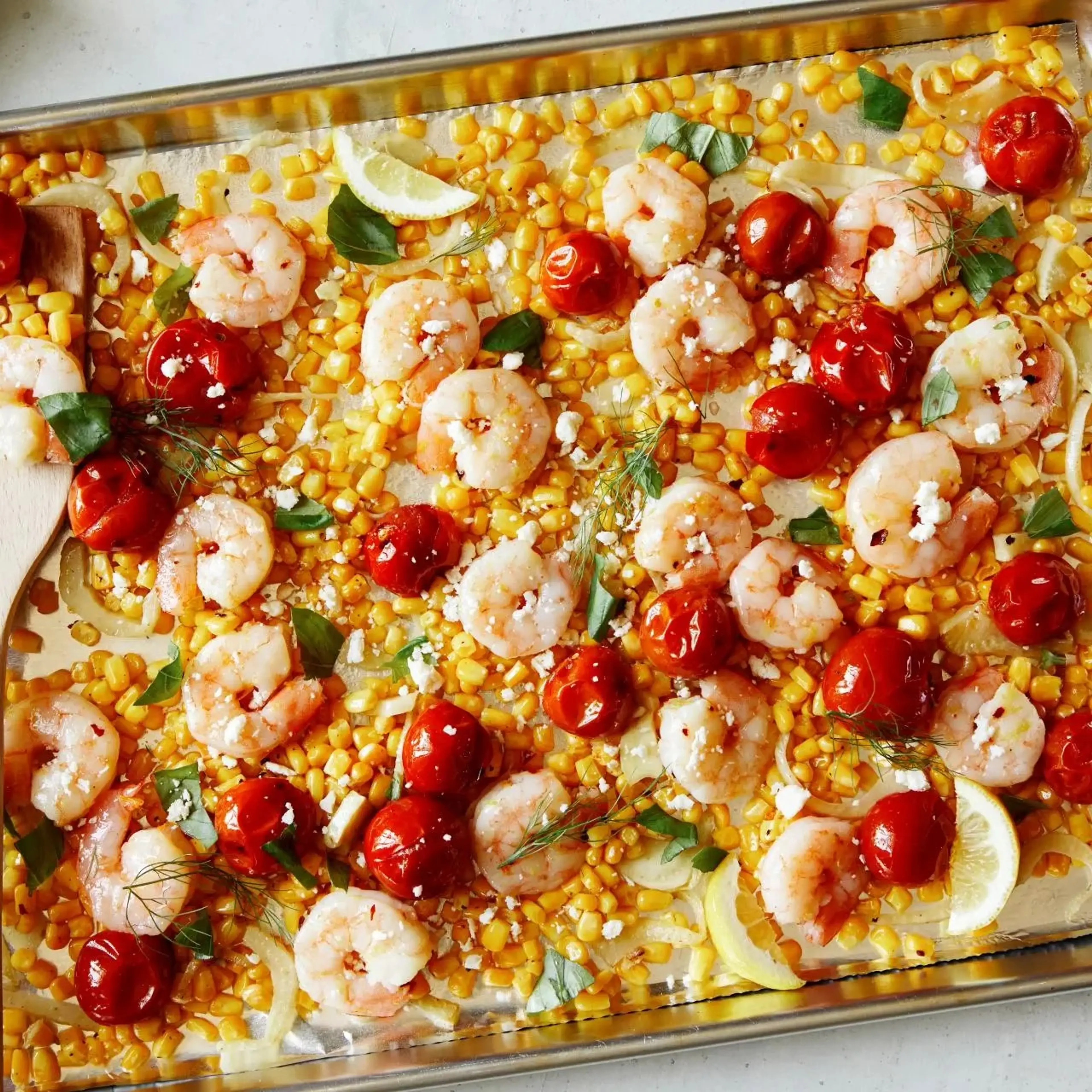 Garlic Butter Shrimp and Corn Sheet Pan Dinner